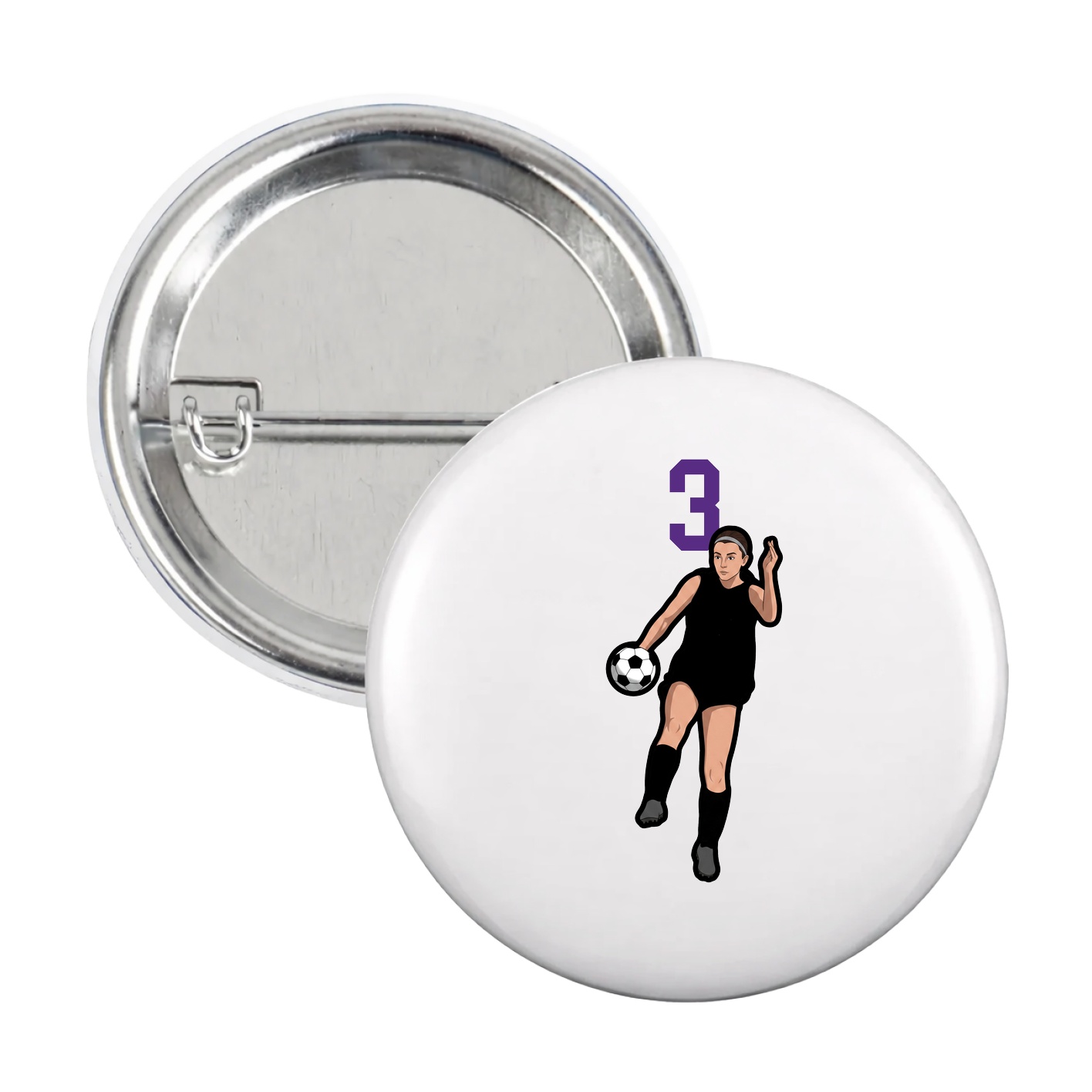 Game Day Button — Number Top in White