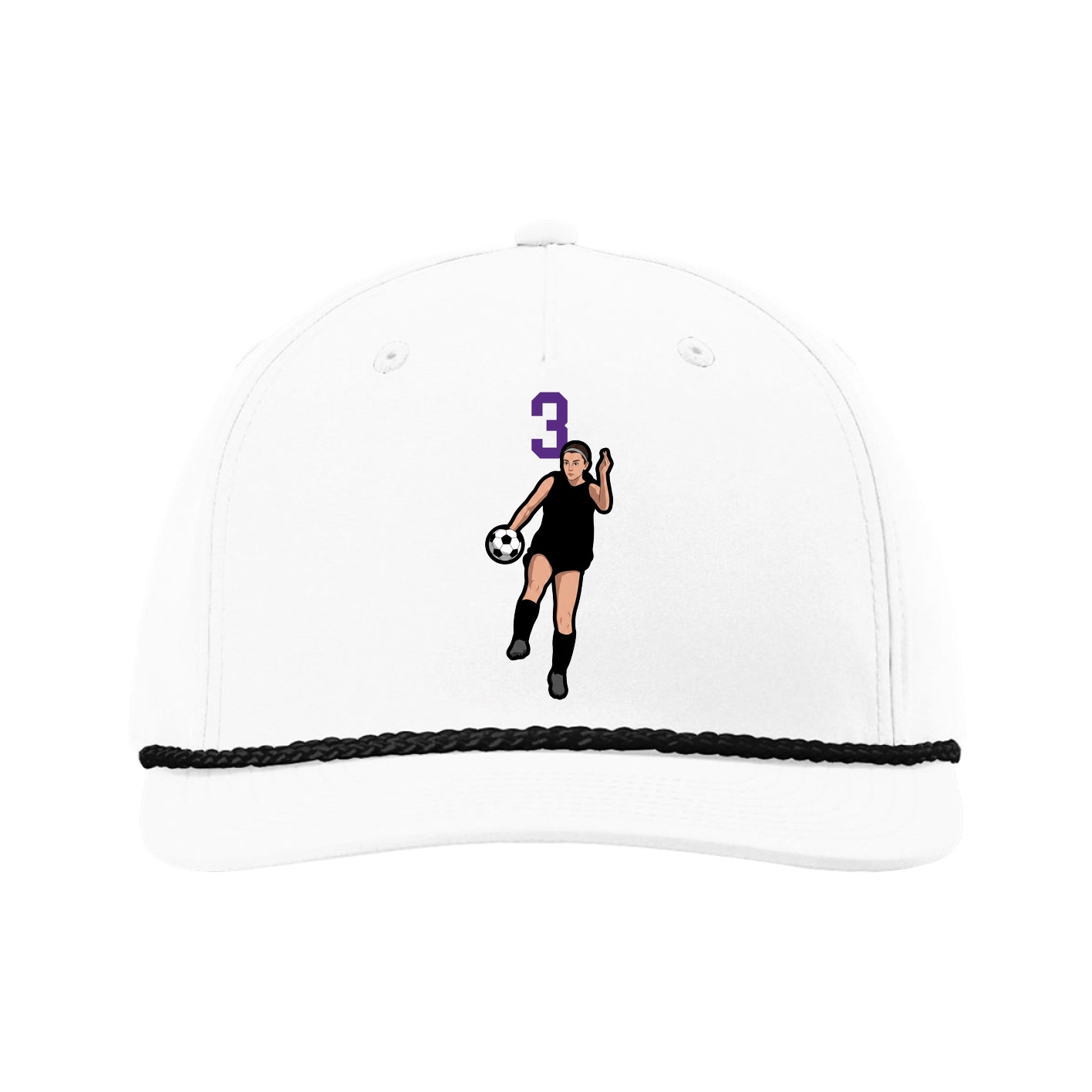 Five-Panel Classic Rope Cap — Number Top in White