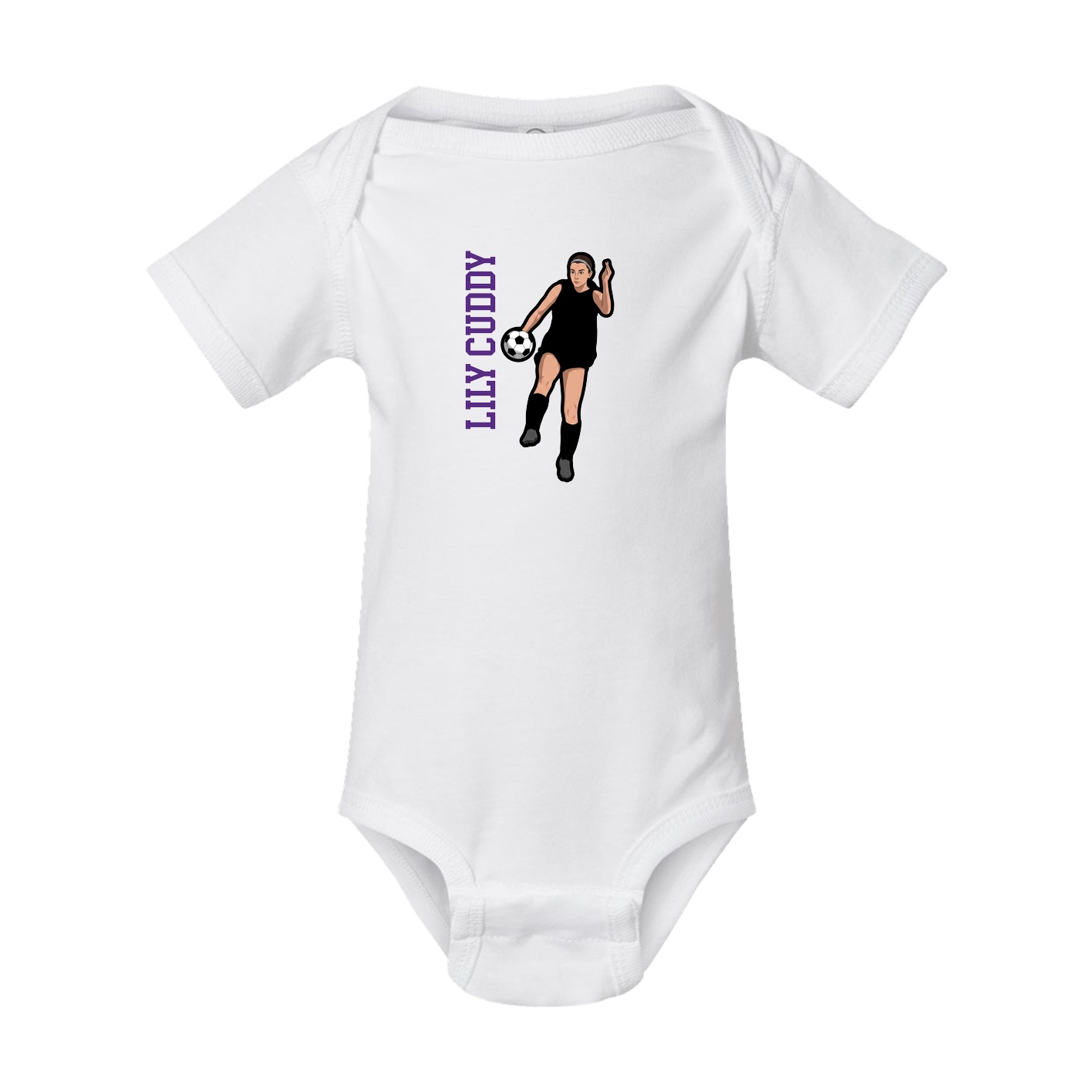 Baby Onesie — Name Vertical in White
