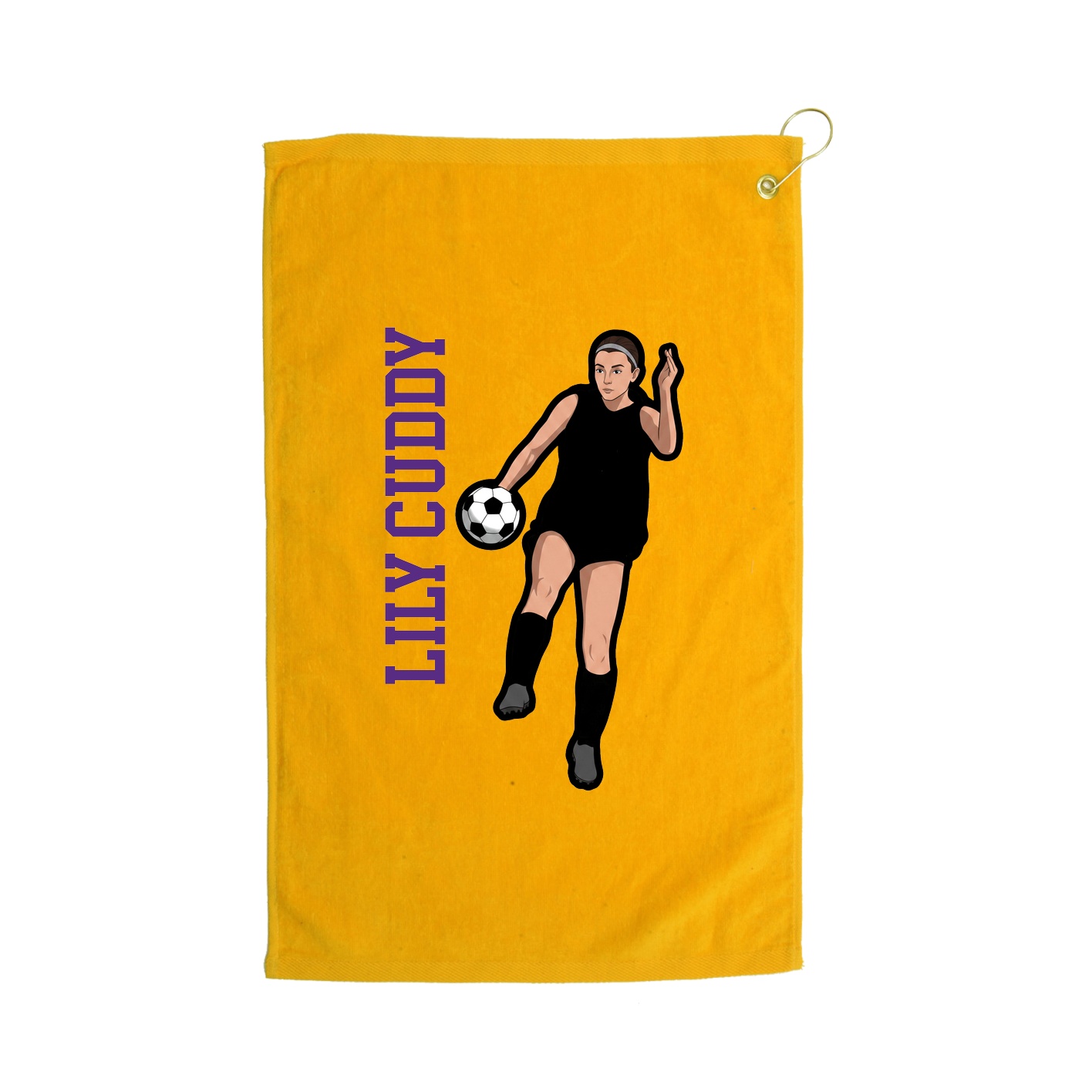 Golf Towel — Name Vertical in Gold