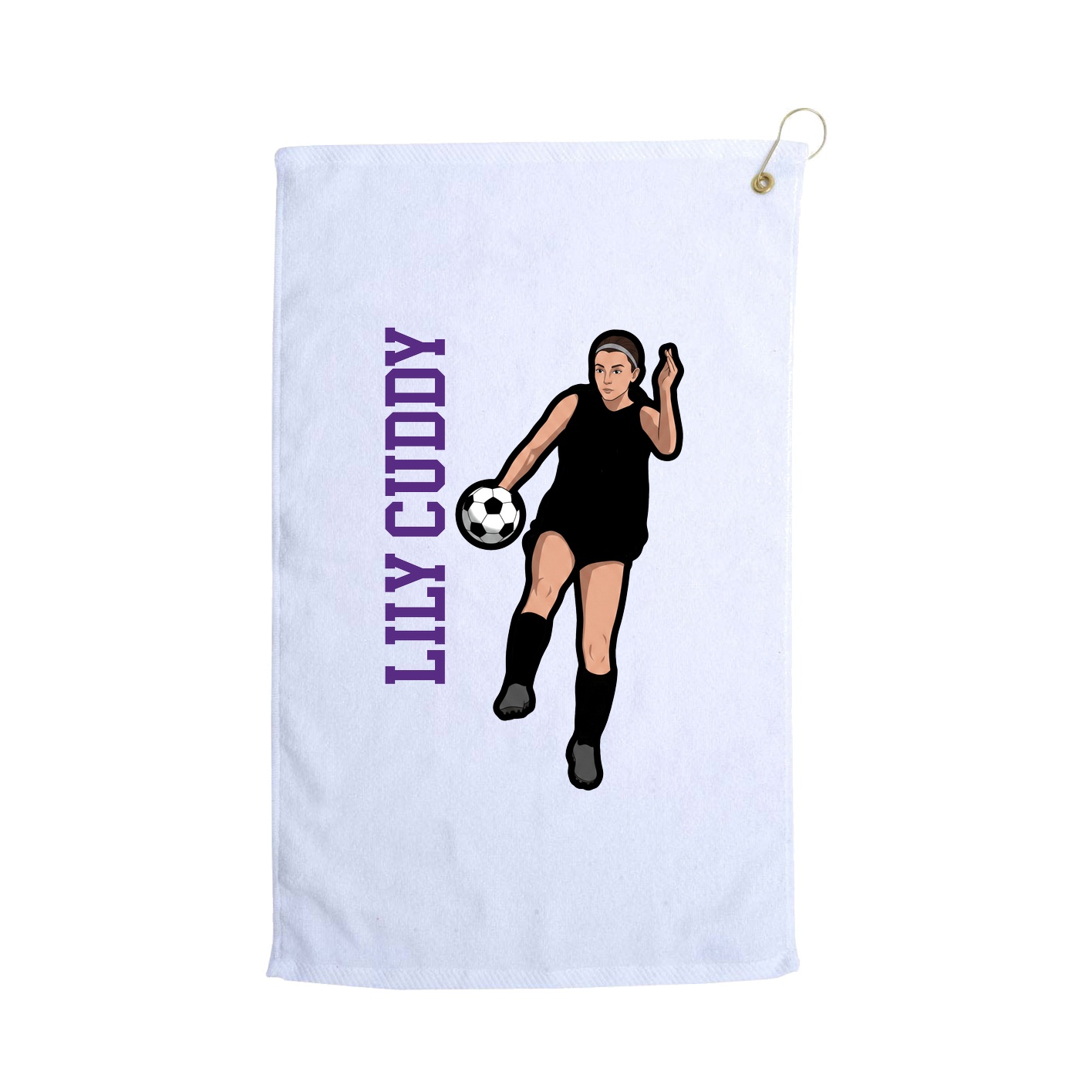 Golf Towel — Name Vertical in White