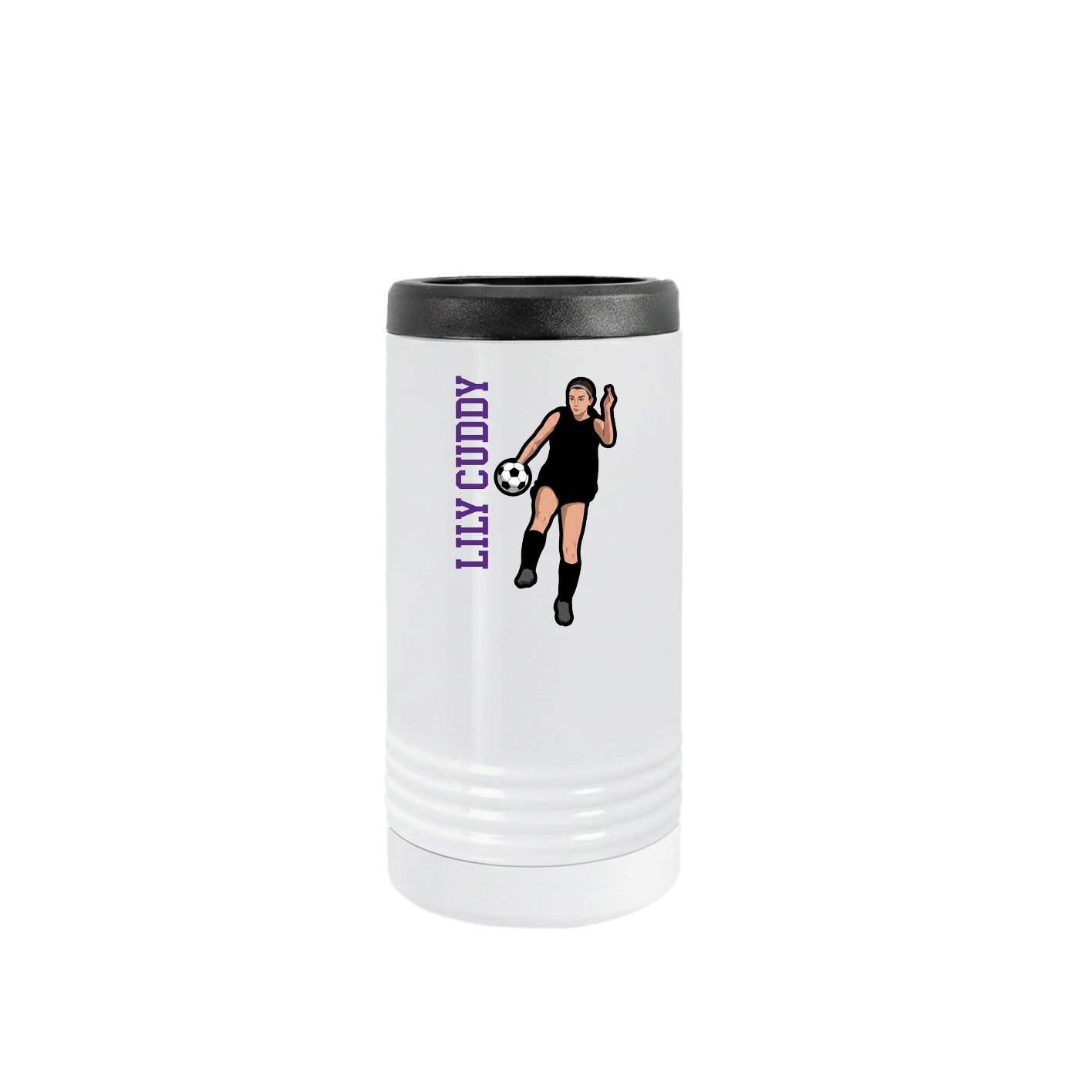 Slim Beverage Holder — Name Vertical in White