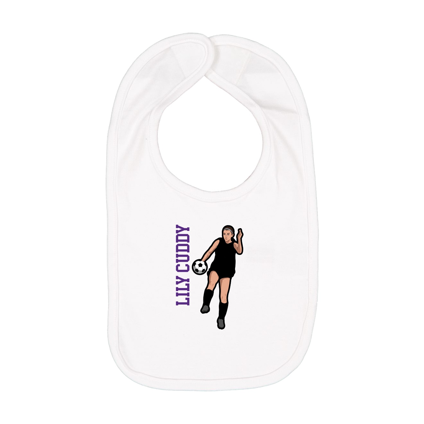 Infant Bib — Name Vertical in White