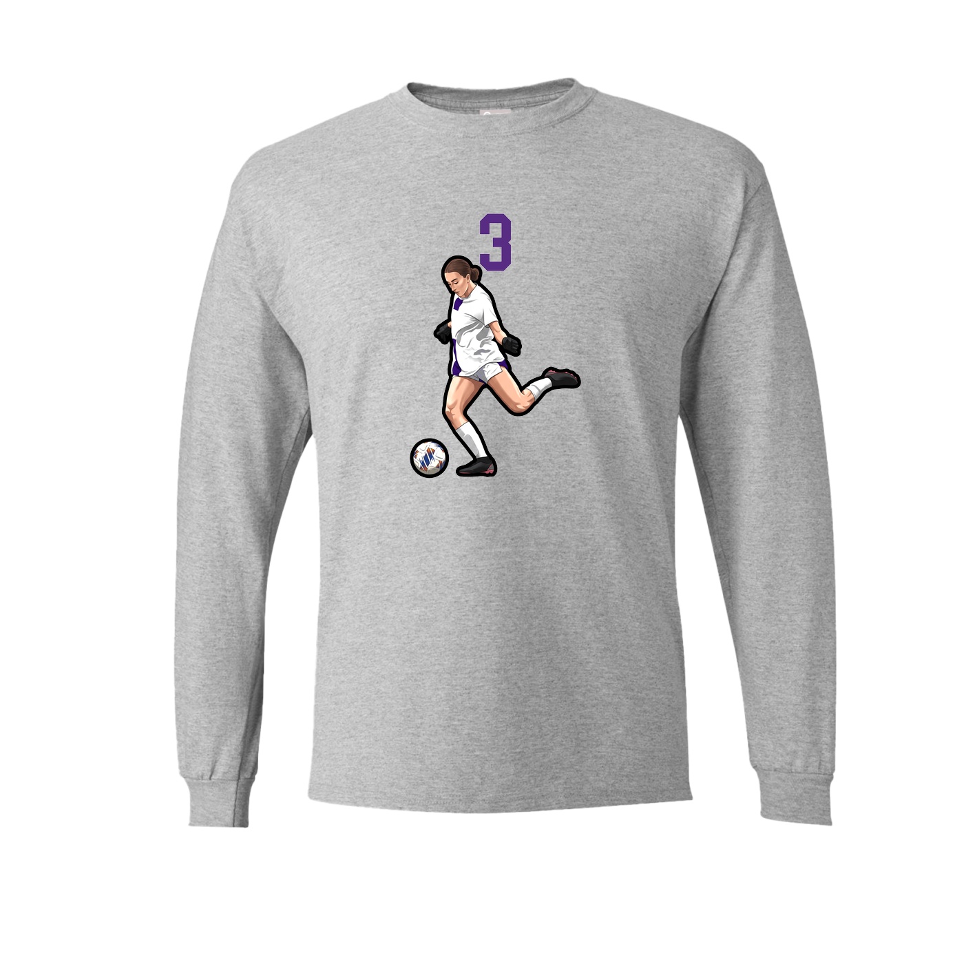 Long Sleeve Tee — Number Top in Grey