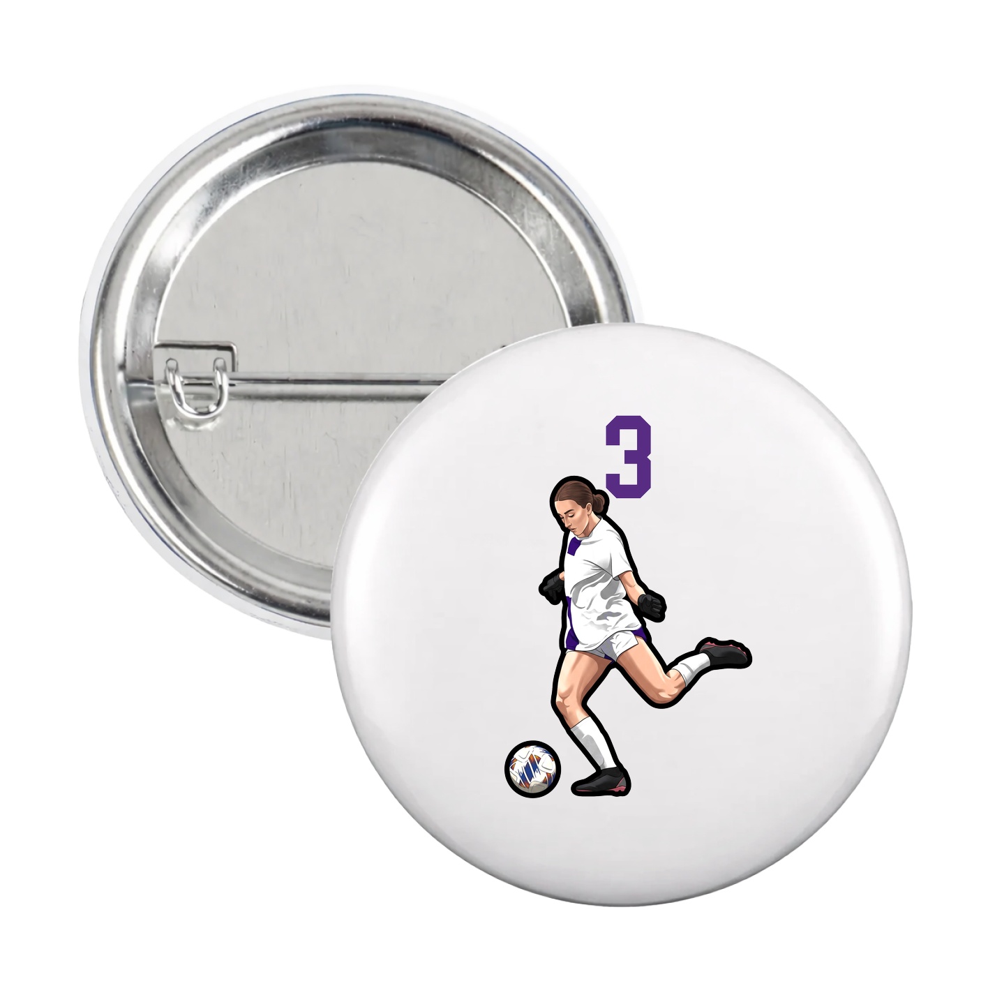 Game Day Button — Number Top in White