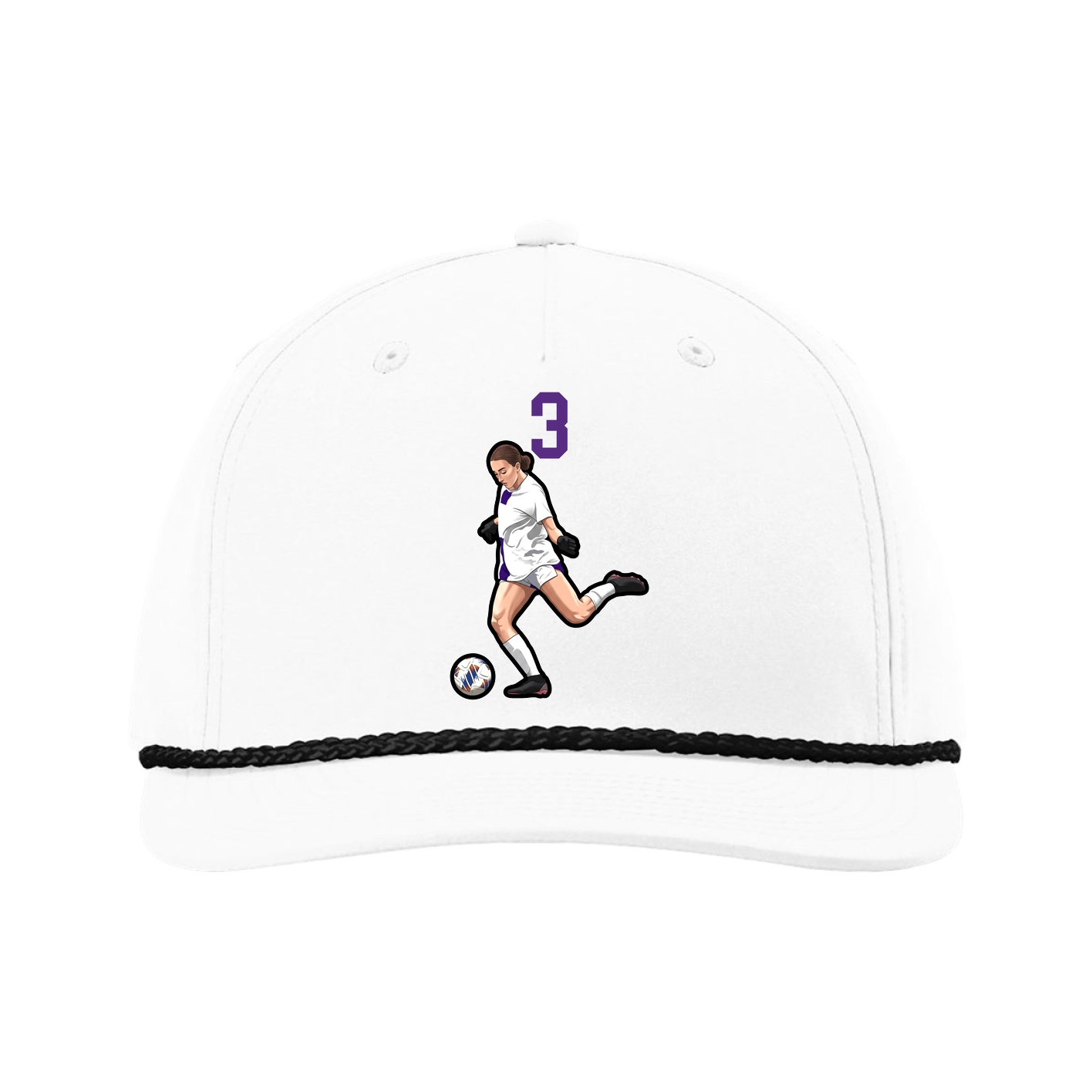 Five-Panel Classic Rope Cap — Number Top in White