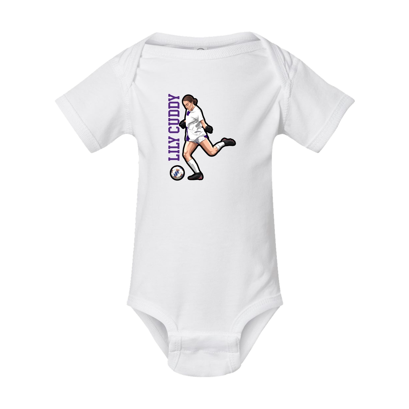 Baby Onesie — Name Vertical in White