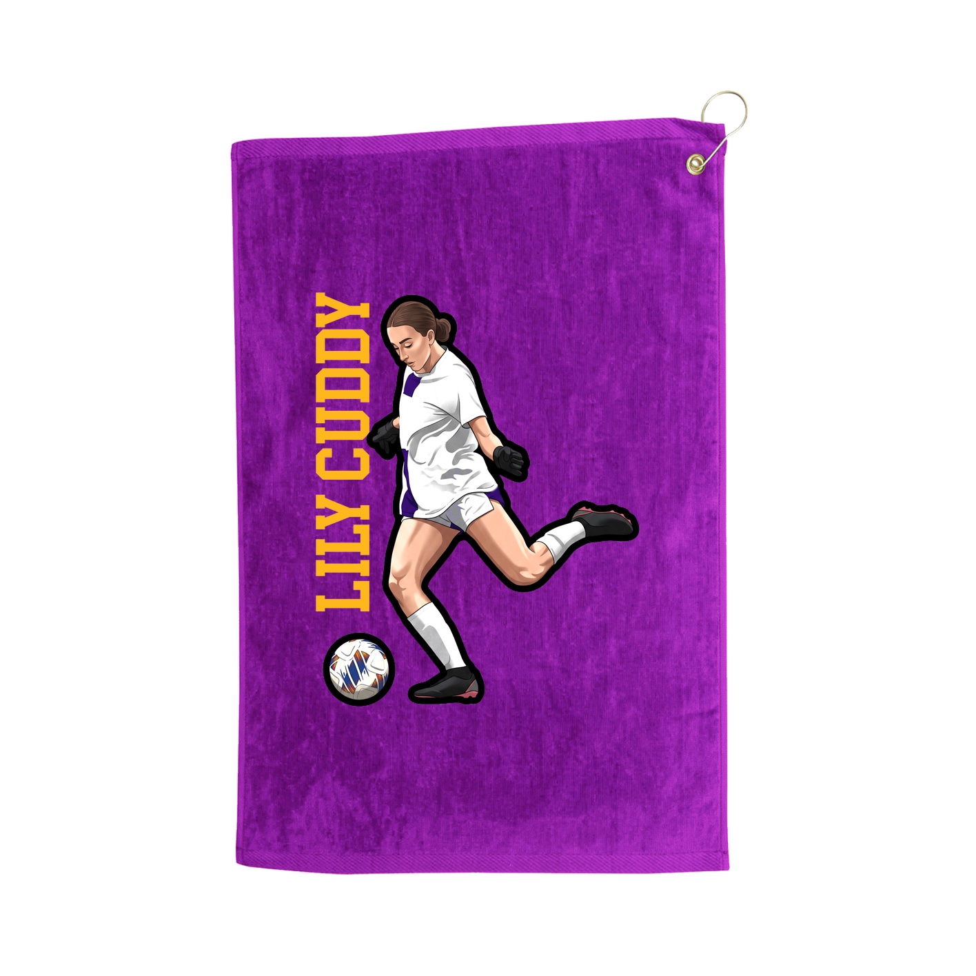 Golf Towel — Name Vertical in Purple
