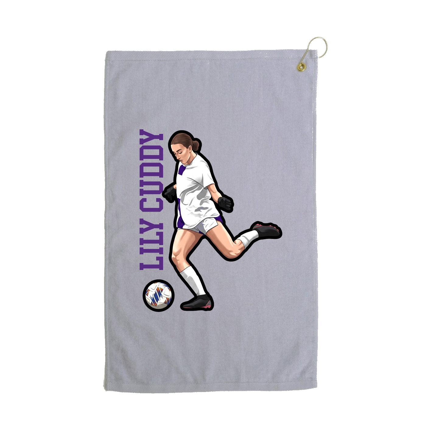 Golf Towel — Name Vertical in Grey