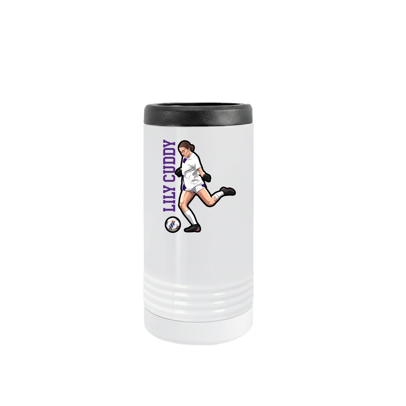 Slim Beverage Holder — Name Vertical in White