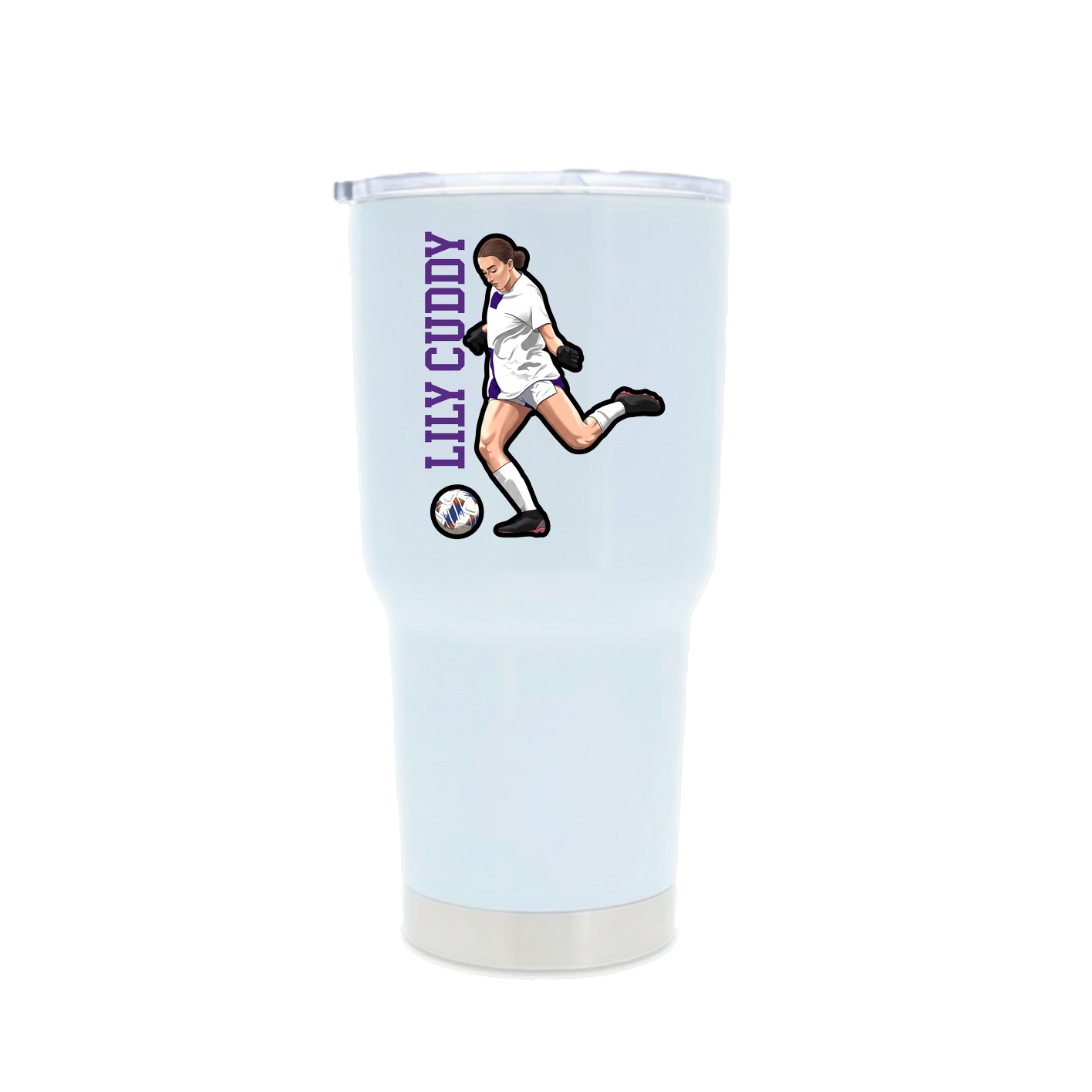30oz Stainless Steel Tumbler — Name Vertical in White