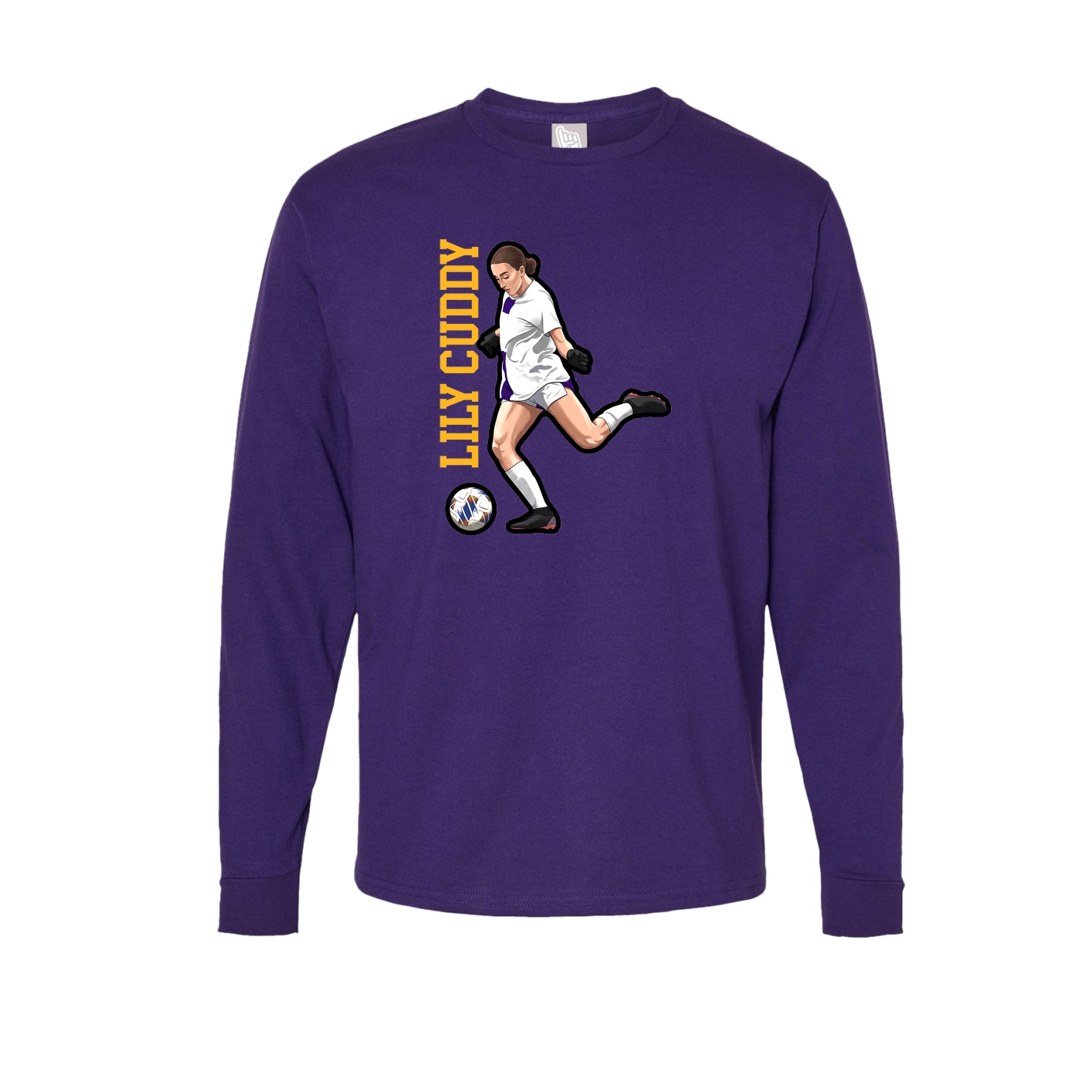 Long Sleeve Tee — Name Vertical in Purple