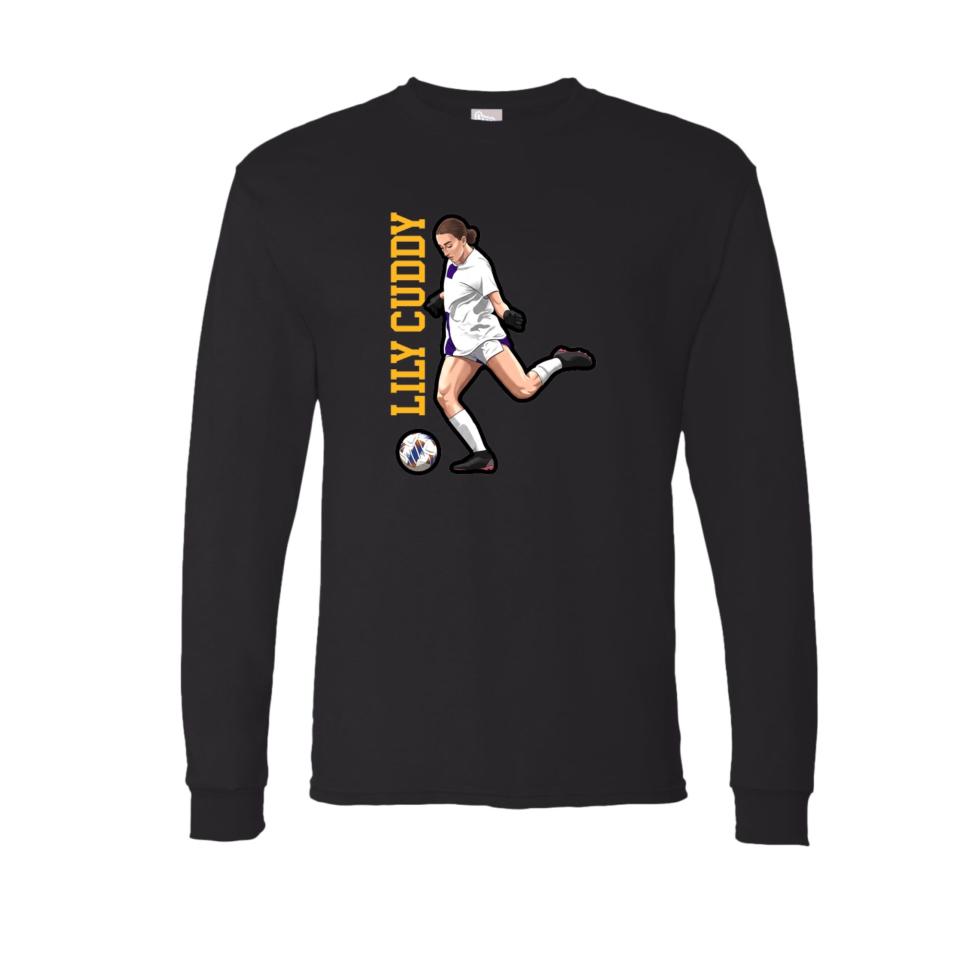 Long Sleeve Tee — Name Vertical in Black