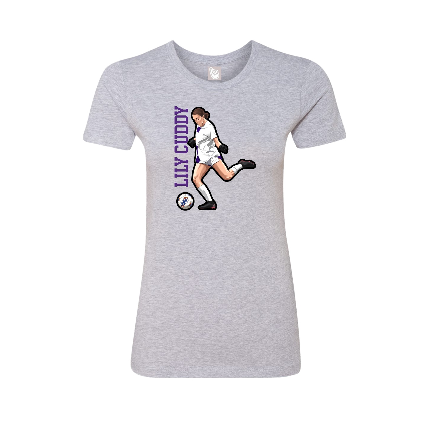 Womens Tee — Name Vertical in Grey