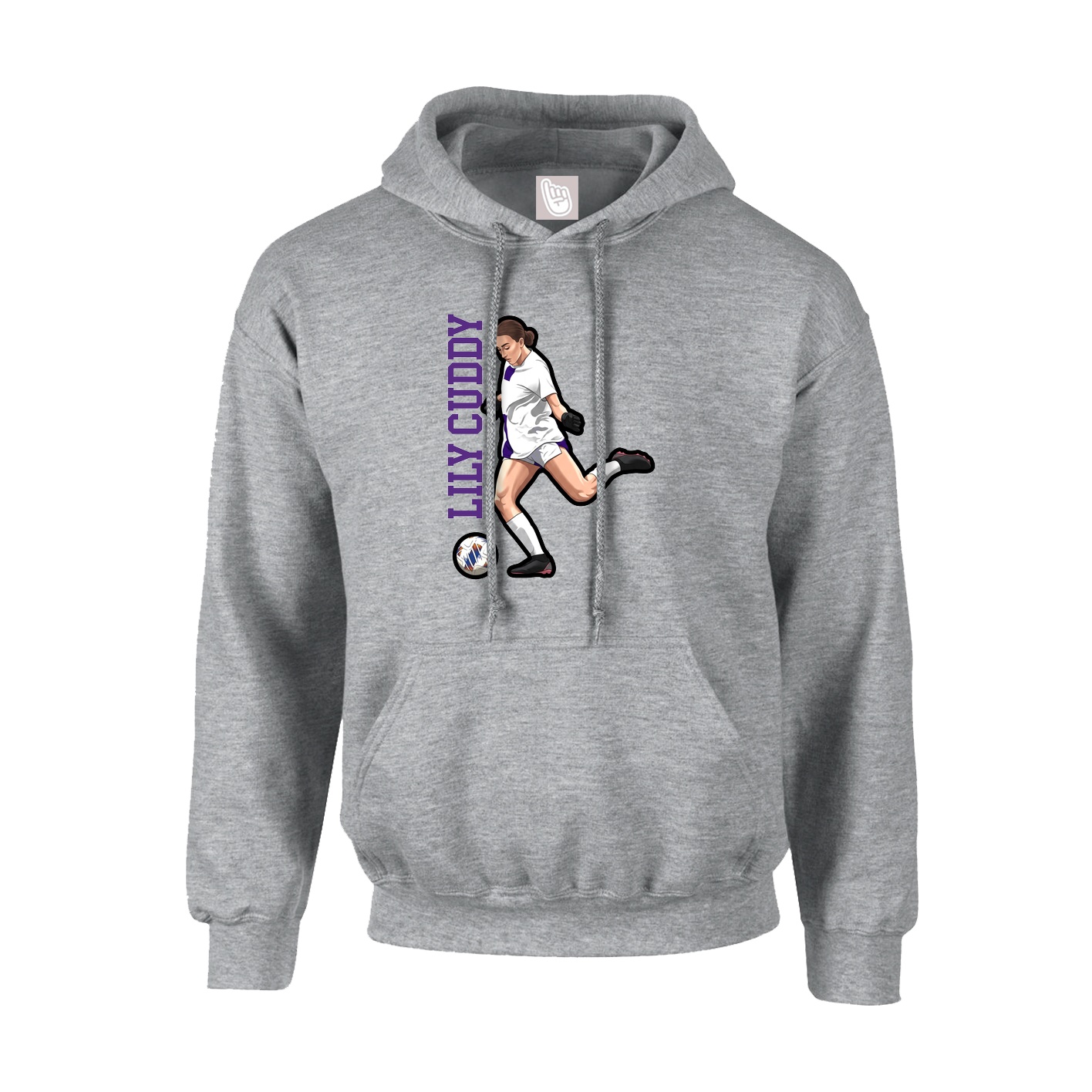 Youth Hoodie — Name Vertical in Grey