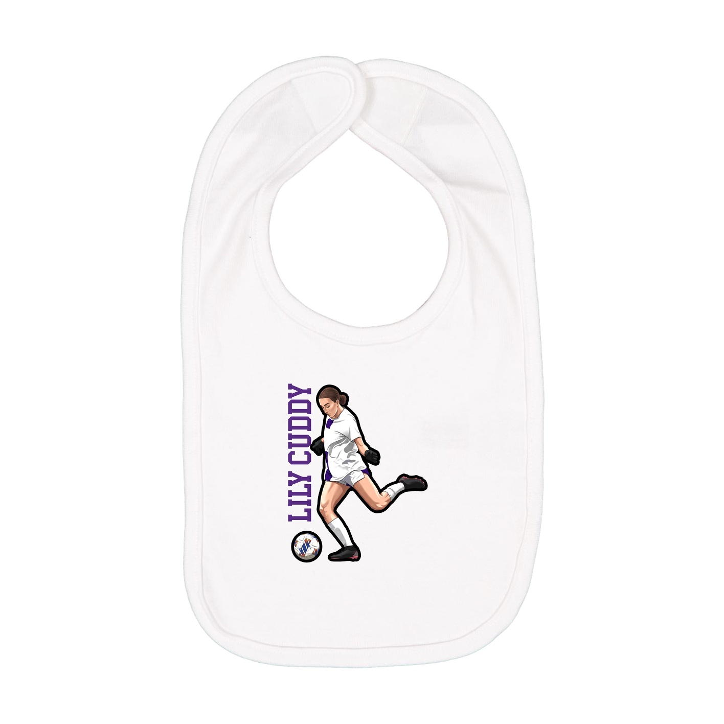 Infant Bib — Name Vertical in White