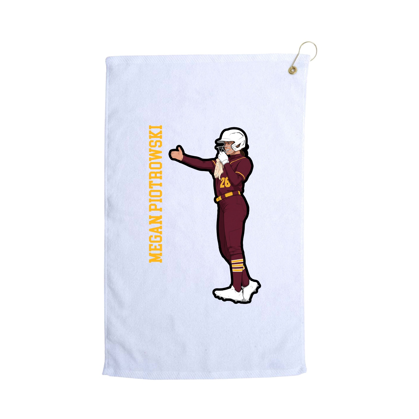 Golf Towel — Name Vertical in White