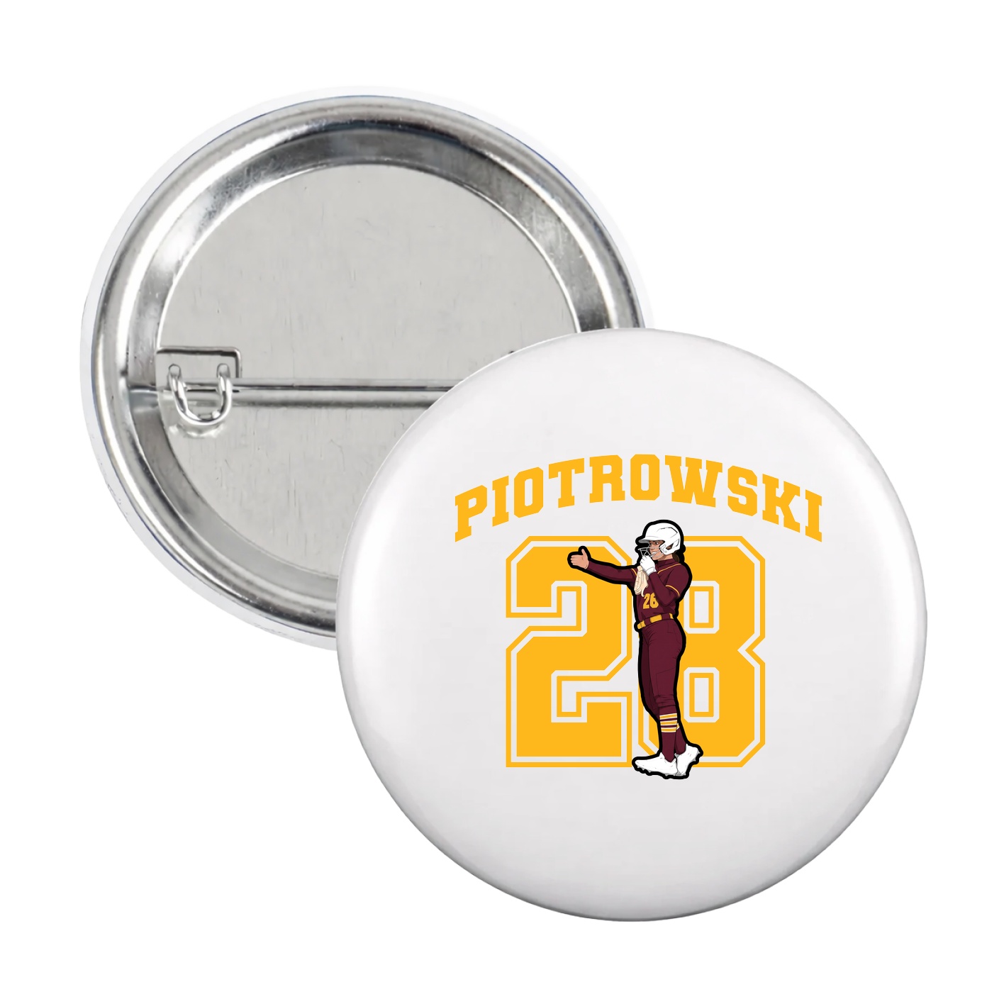 Game Day Button — Number in White