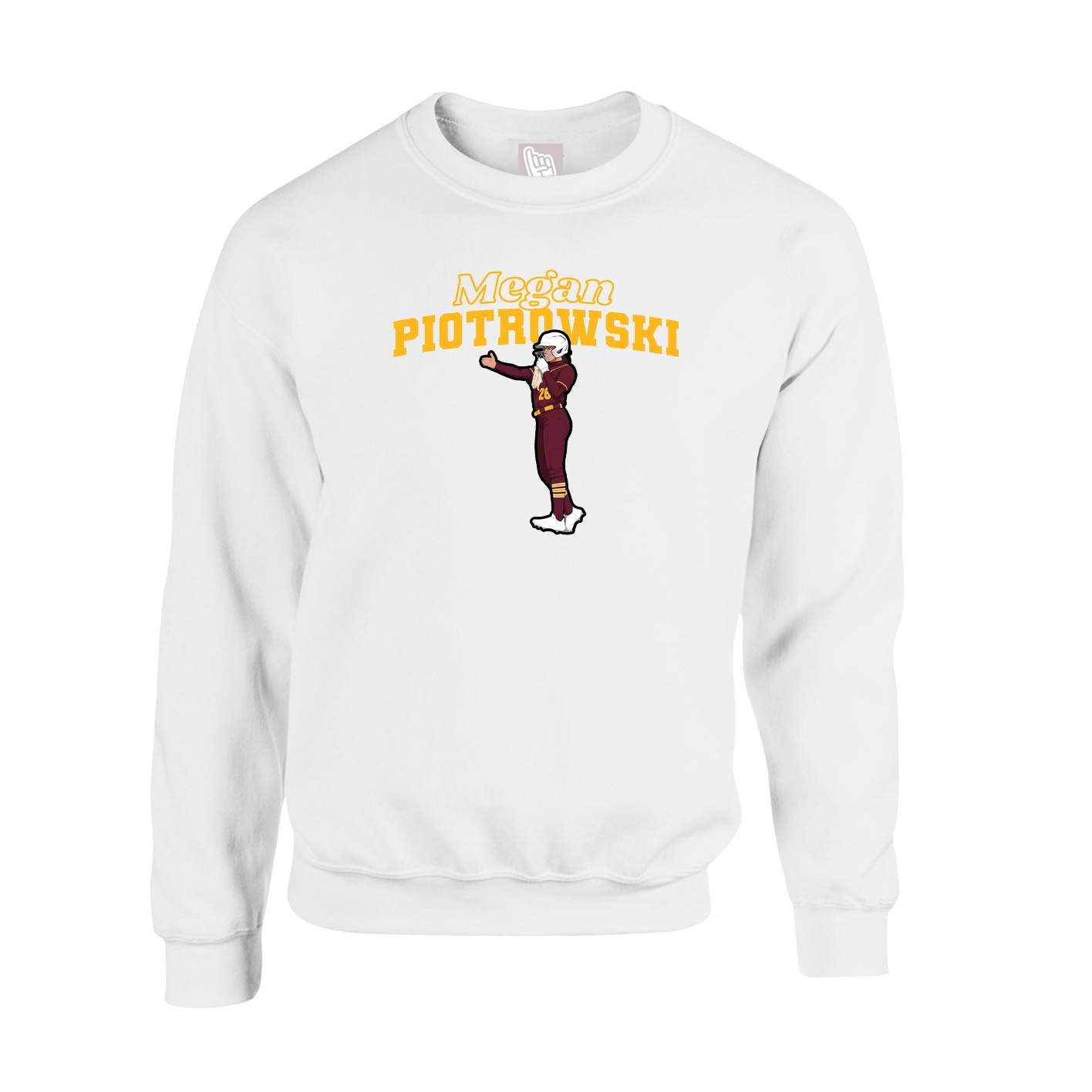 Fleece Crew — Name Arch in White