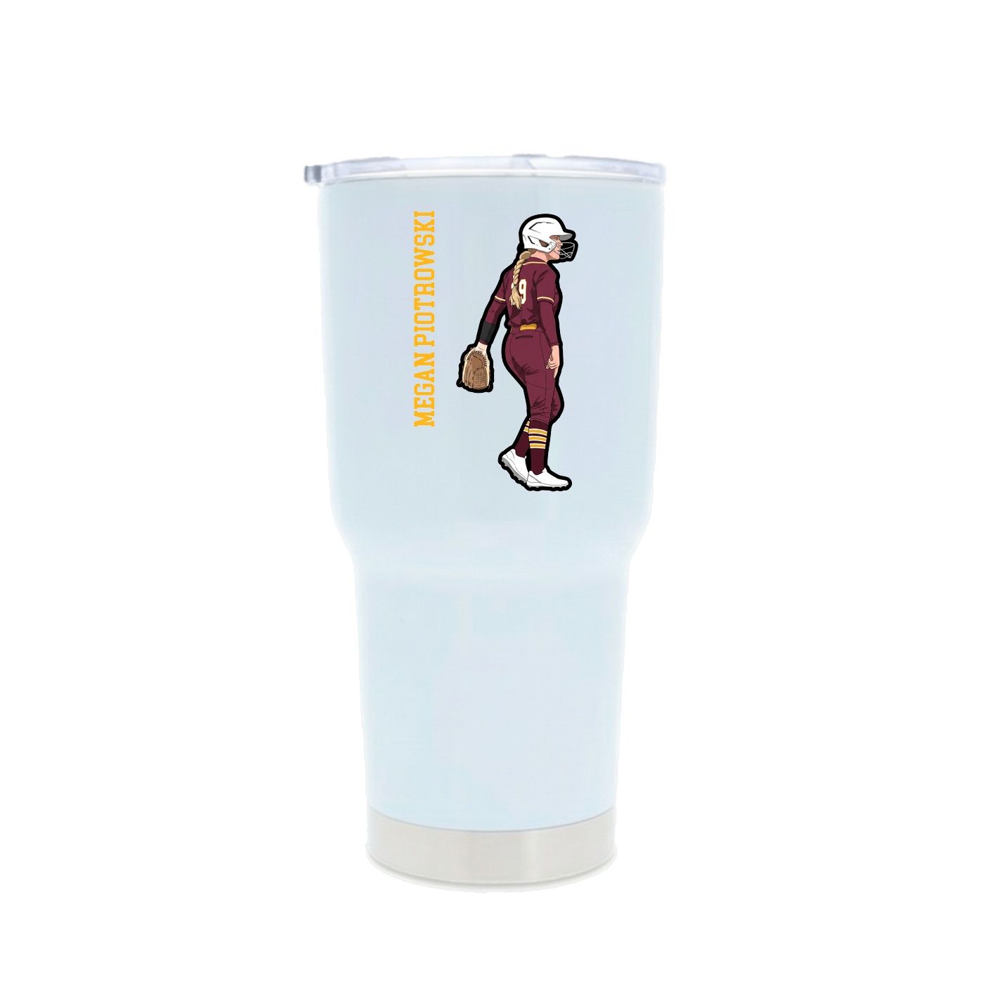 30oz Stainless Steel Tumbler — Name Vertical in White