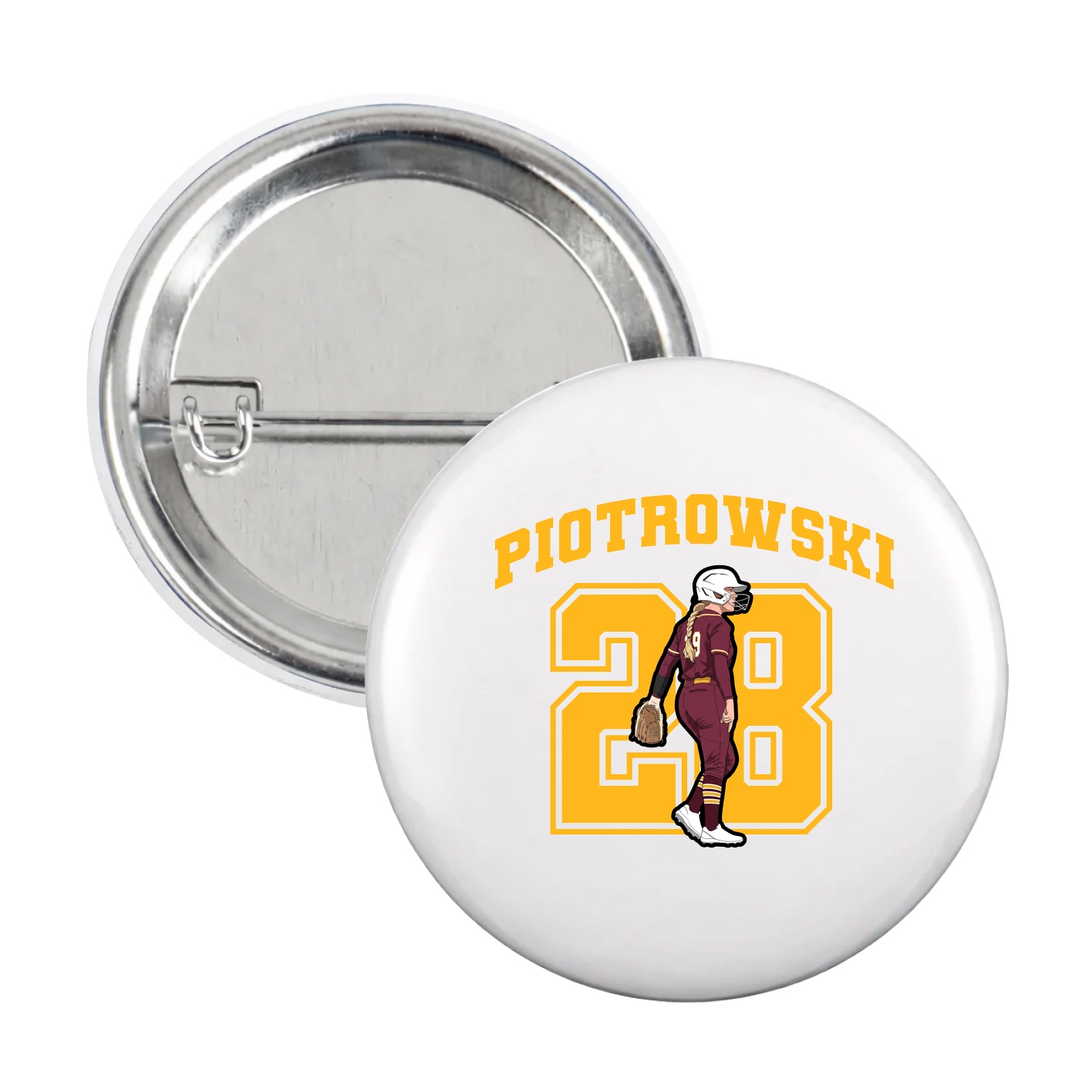 Game Day Button — Number in White