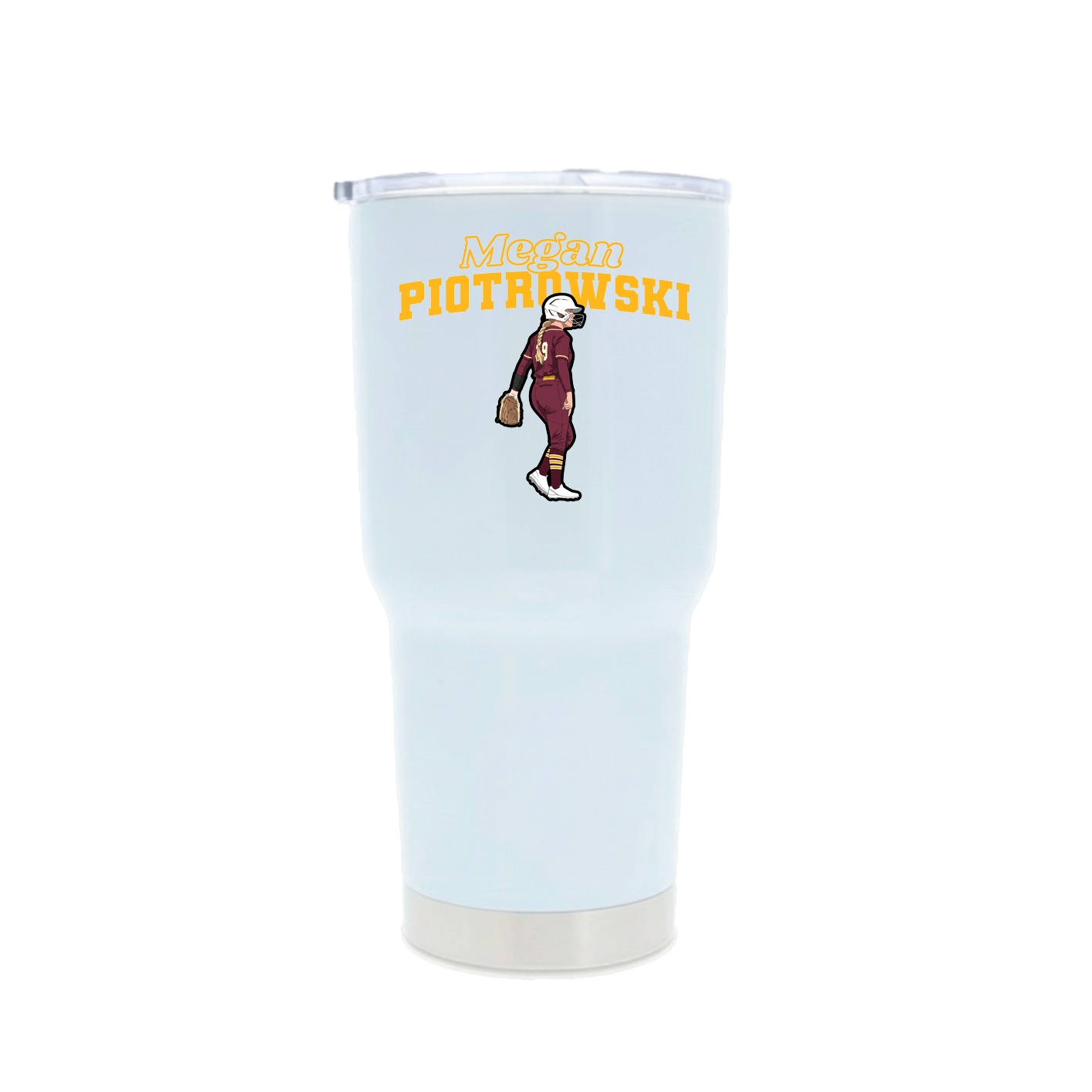 30oz Stainless Steel Tumbler — Name Arch in White