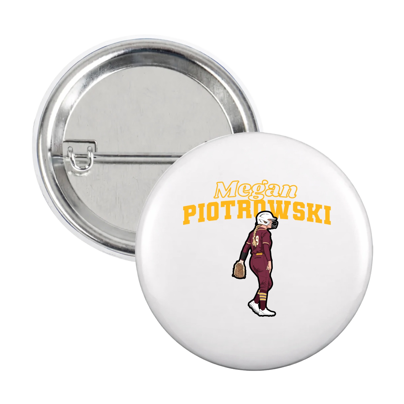 Game Day Button — Name Arch in White