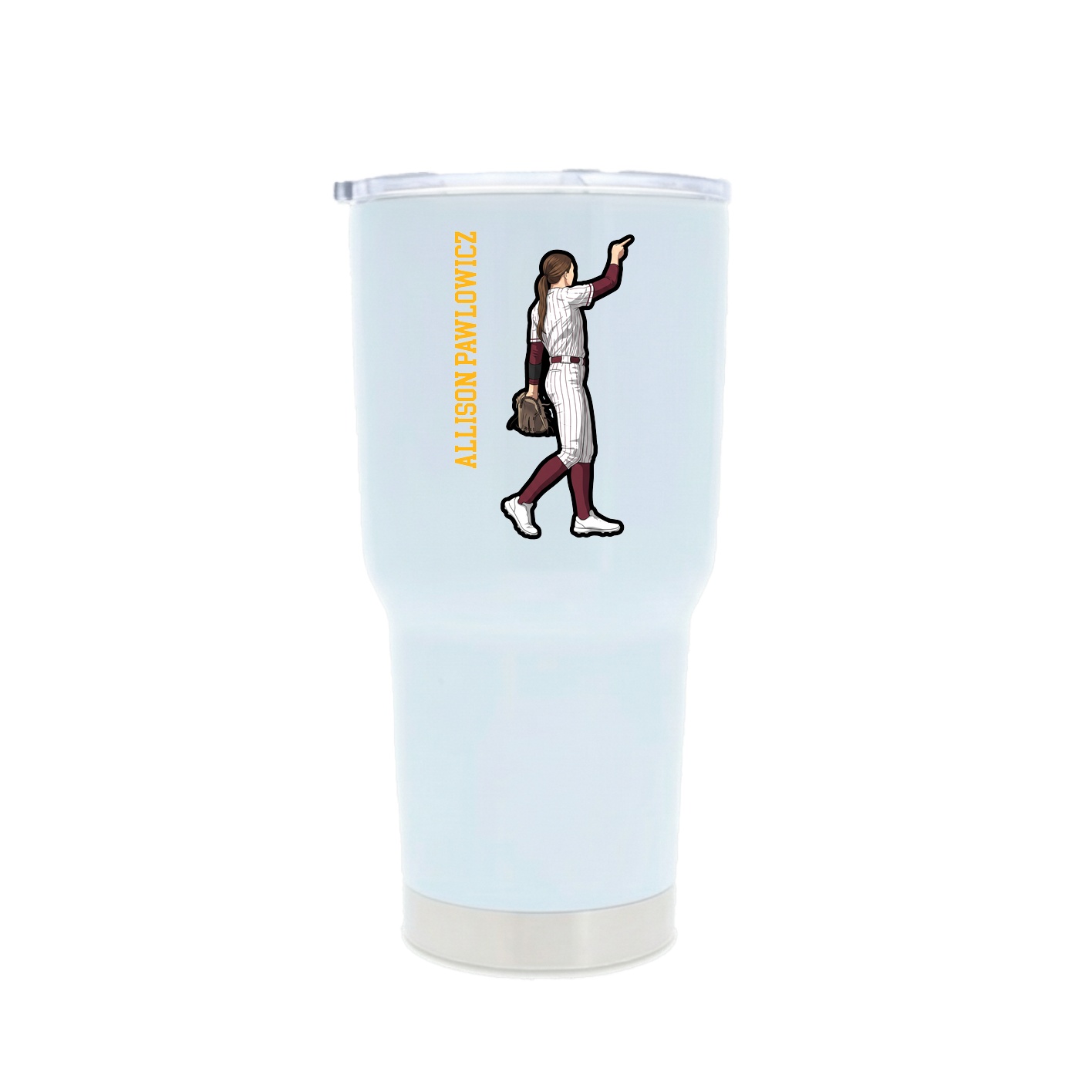 30oz Stainless Steel Tumbler — Name Vertical in White