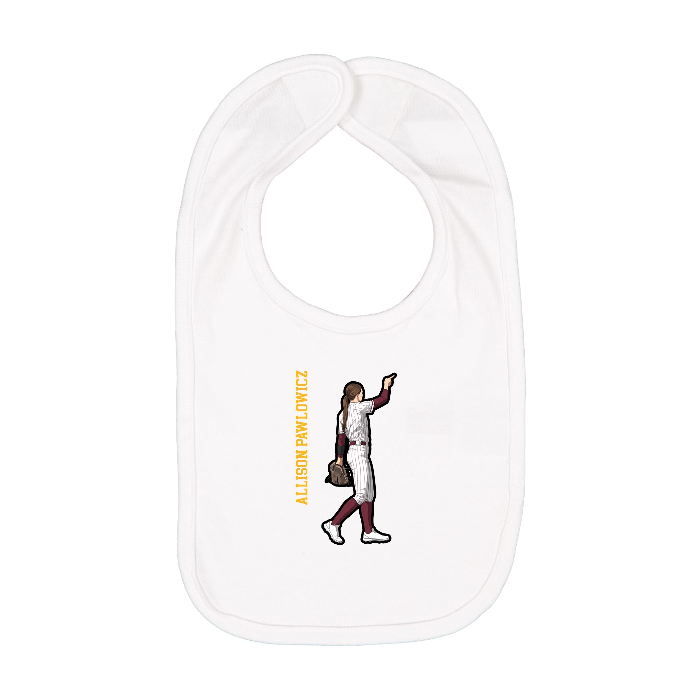 Infant Bib — Name Vertical in White