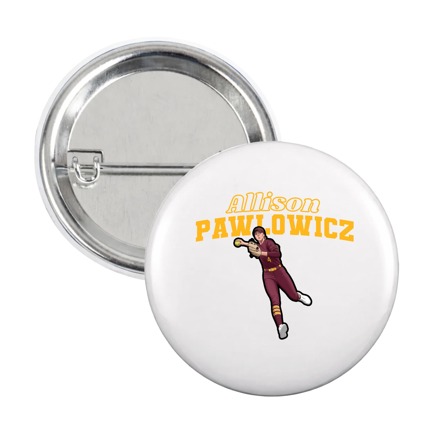 Game Day Button — Name Arch in White