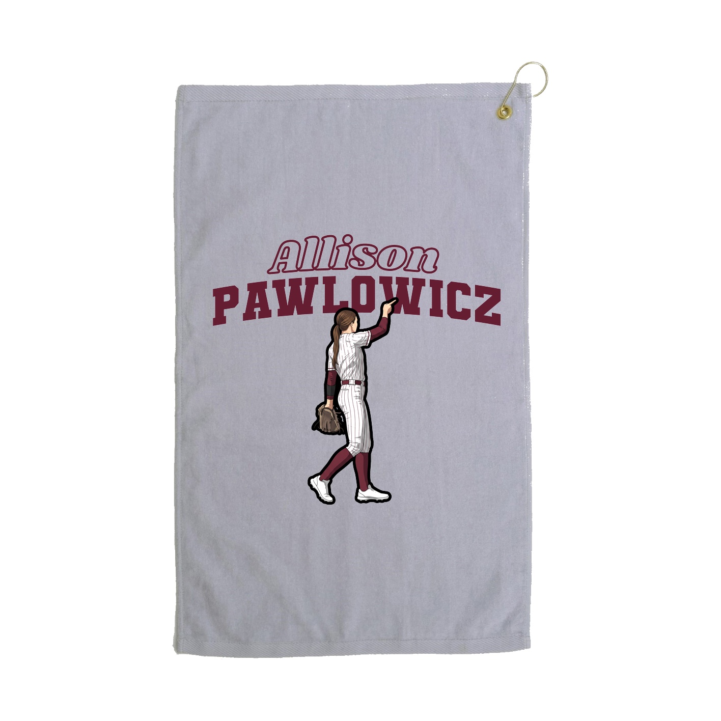 Golf Towel — Name Arch in Grey