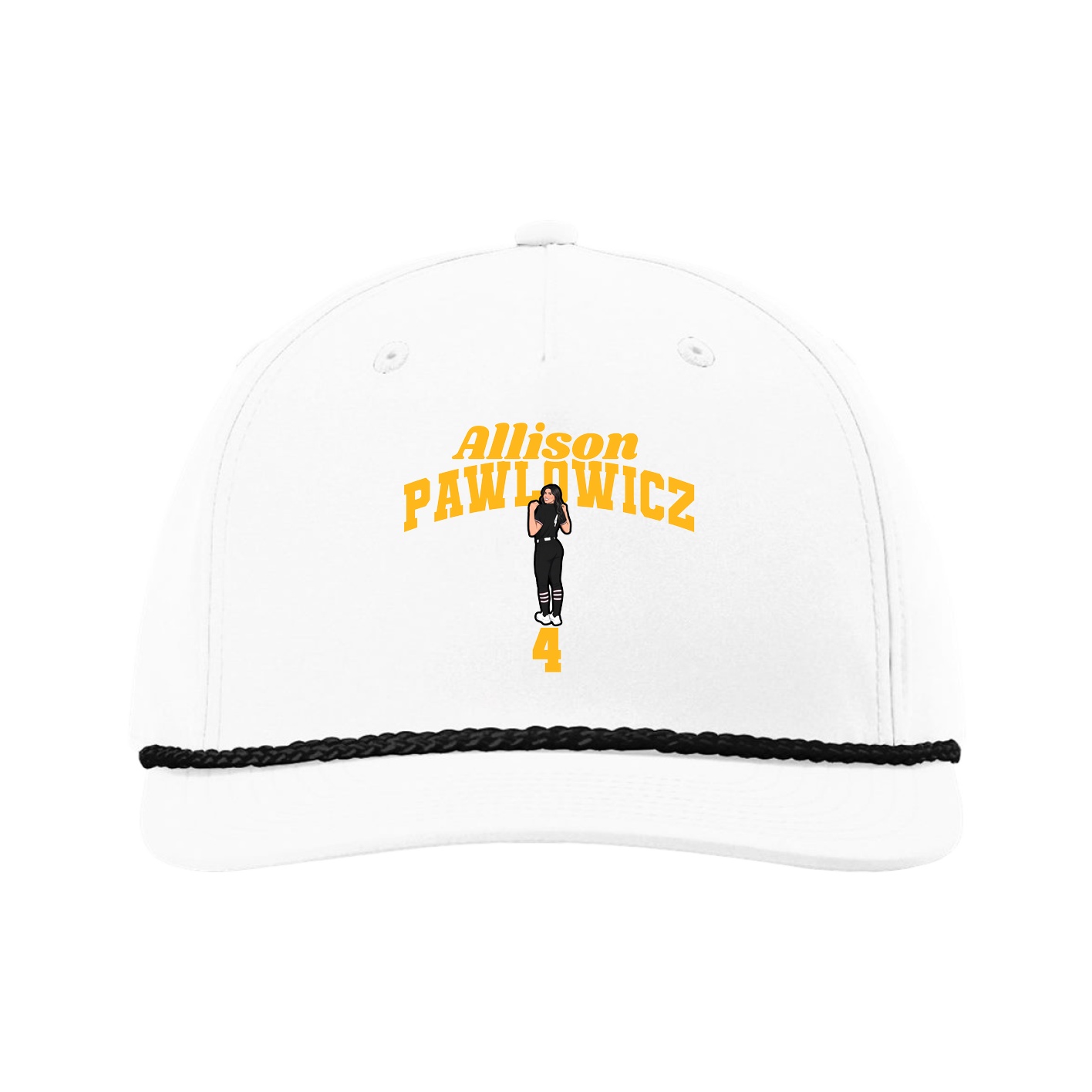 Five-Panel Classic Rope Cap — Signature Arch in White