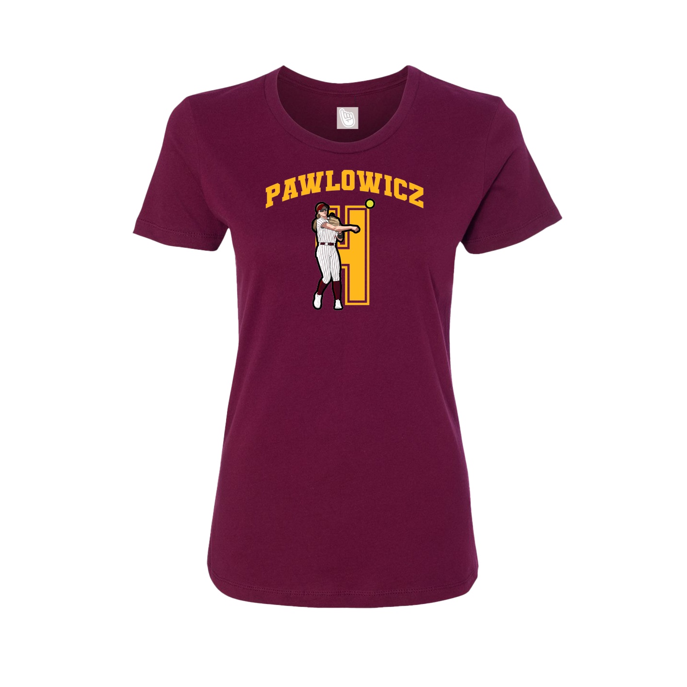 Fitted Women's Tee — Number in Maroon