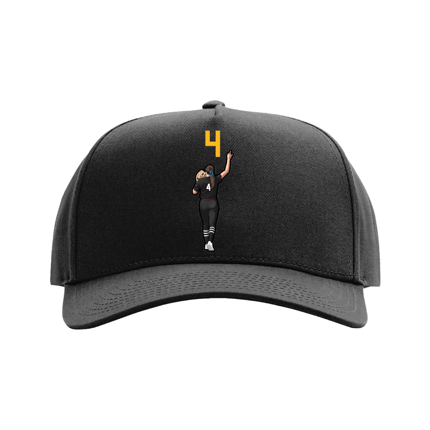 Full Fabric Five-Panel Champ Cap — Number Top in Black
