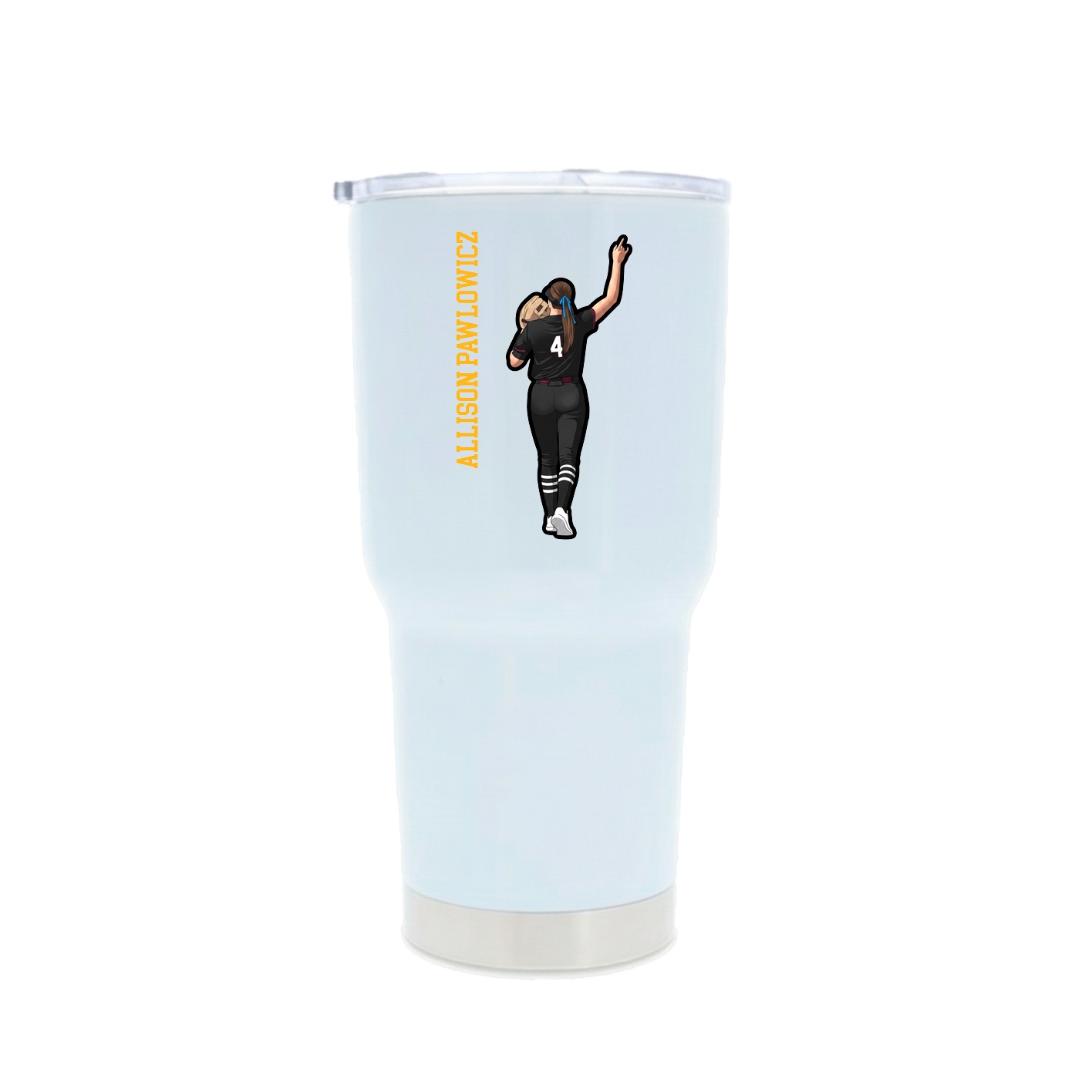 30oz Stainless Steel Tumbler — Name Vertical in White