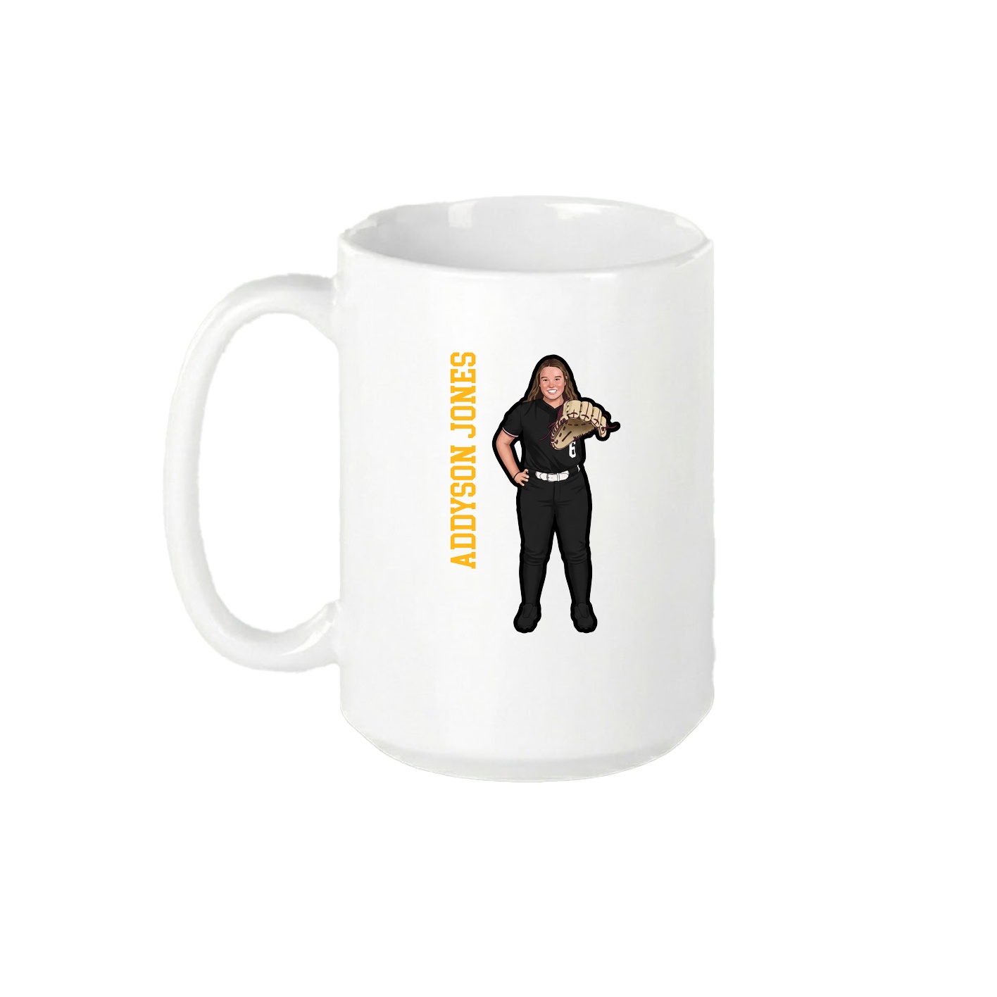 15oz Coffee Mug — Name Vertical in White