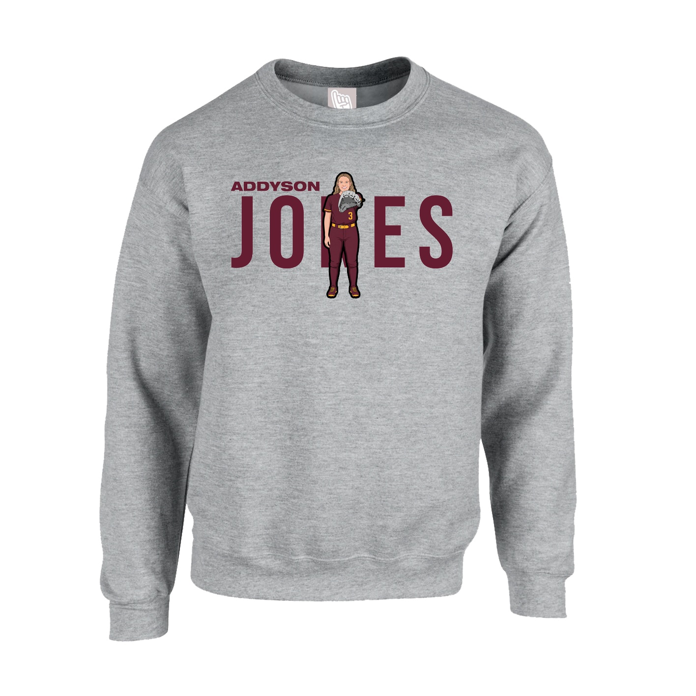 Fleece Crew — Player Name in Grey