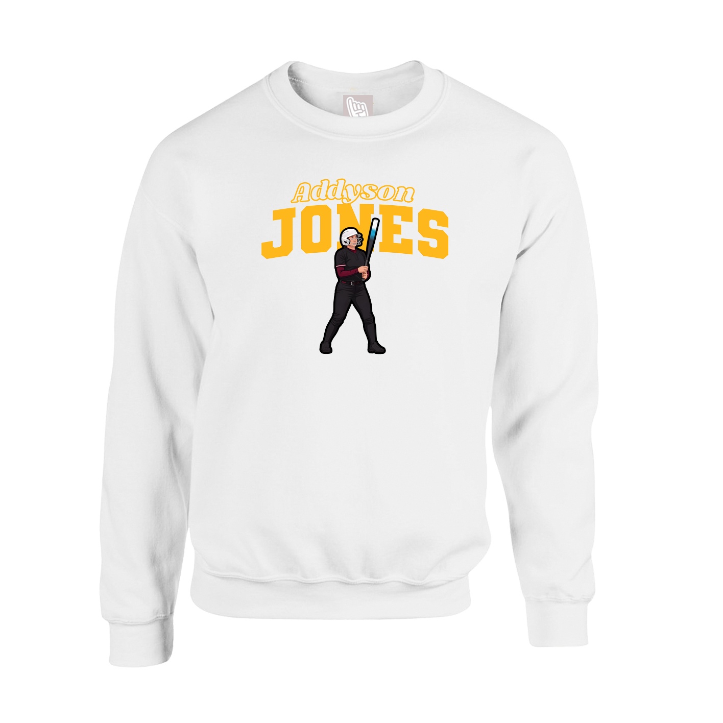 Fleece Crew — Name Arch in White