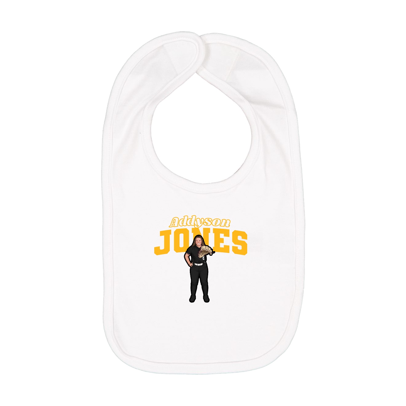 Infant Bib — Name Arch in White