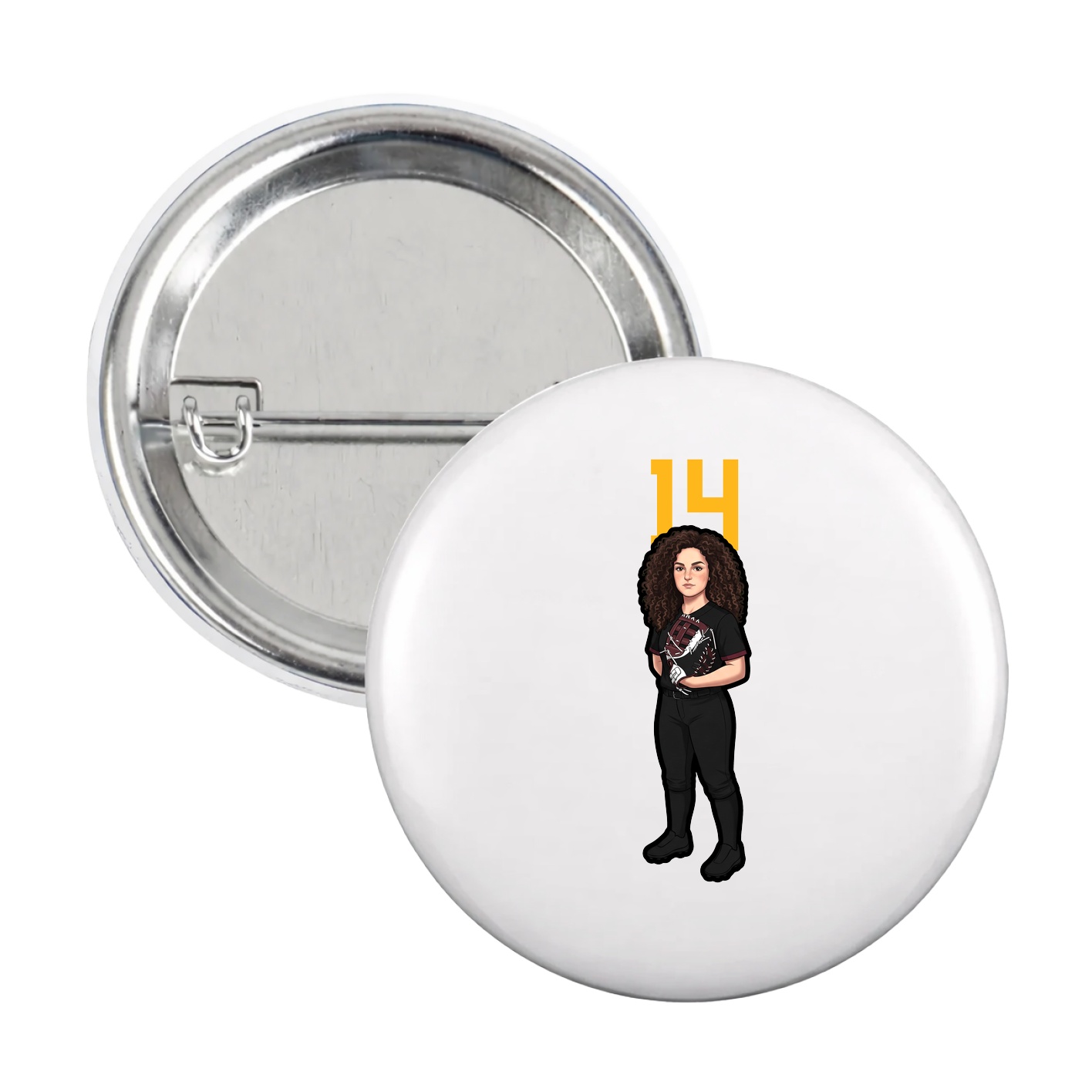 Game Day Button — Number Top in White