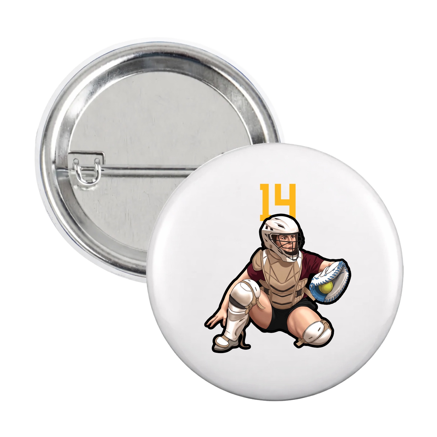 Game Day Button — Number Top in White