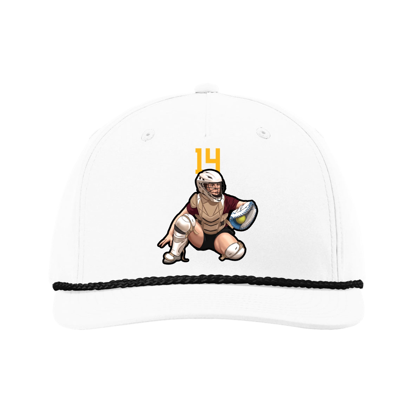 Five-Panel Classic Rope Cap — Number Top in White