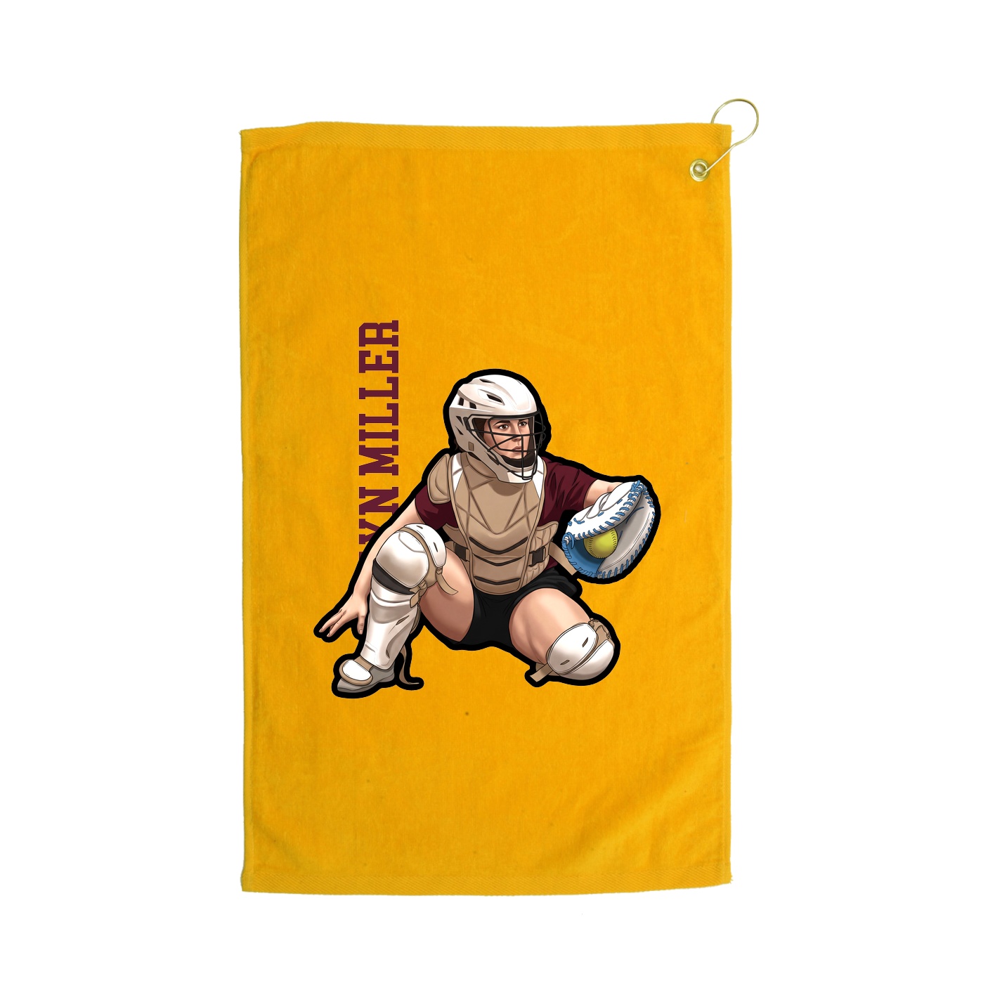 Golf Towel — Name Vertical in Gold