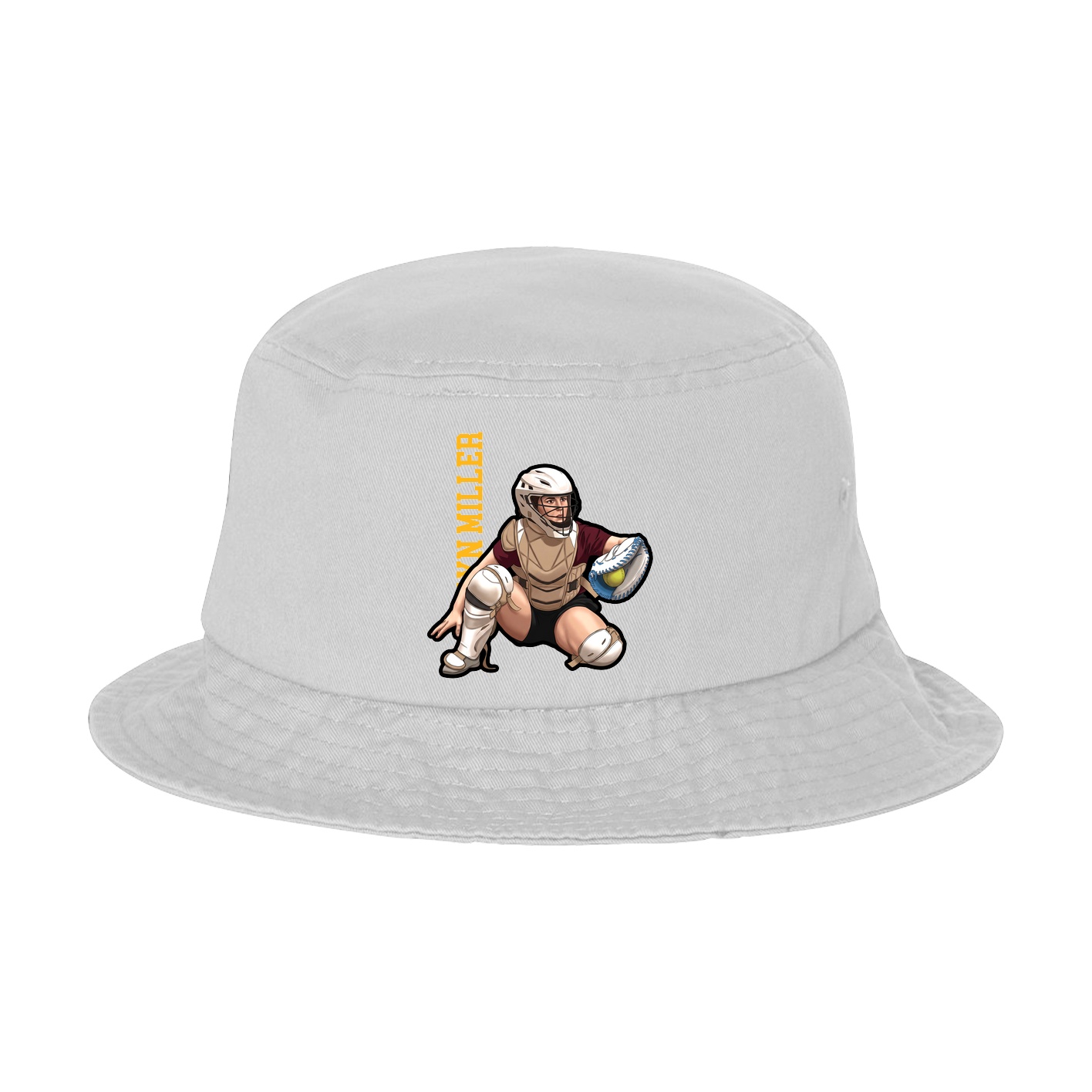 Bucket Cap — Name Vertical in White