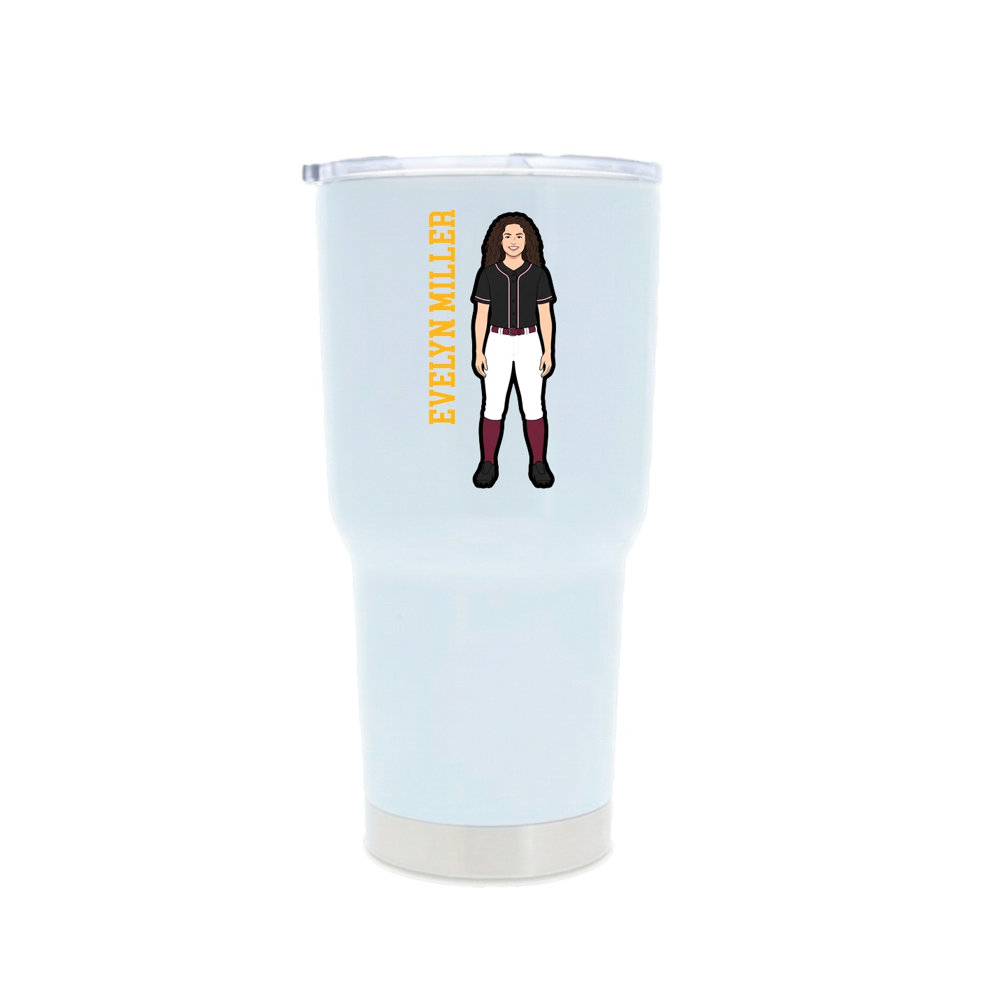 30oz Stainless Steel Tumbler — Name Vertical in White