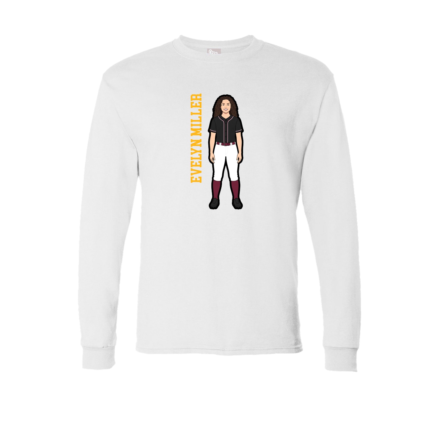 Long Sleeve Tee — Name Vertical in White