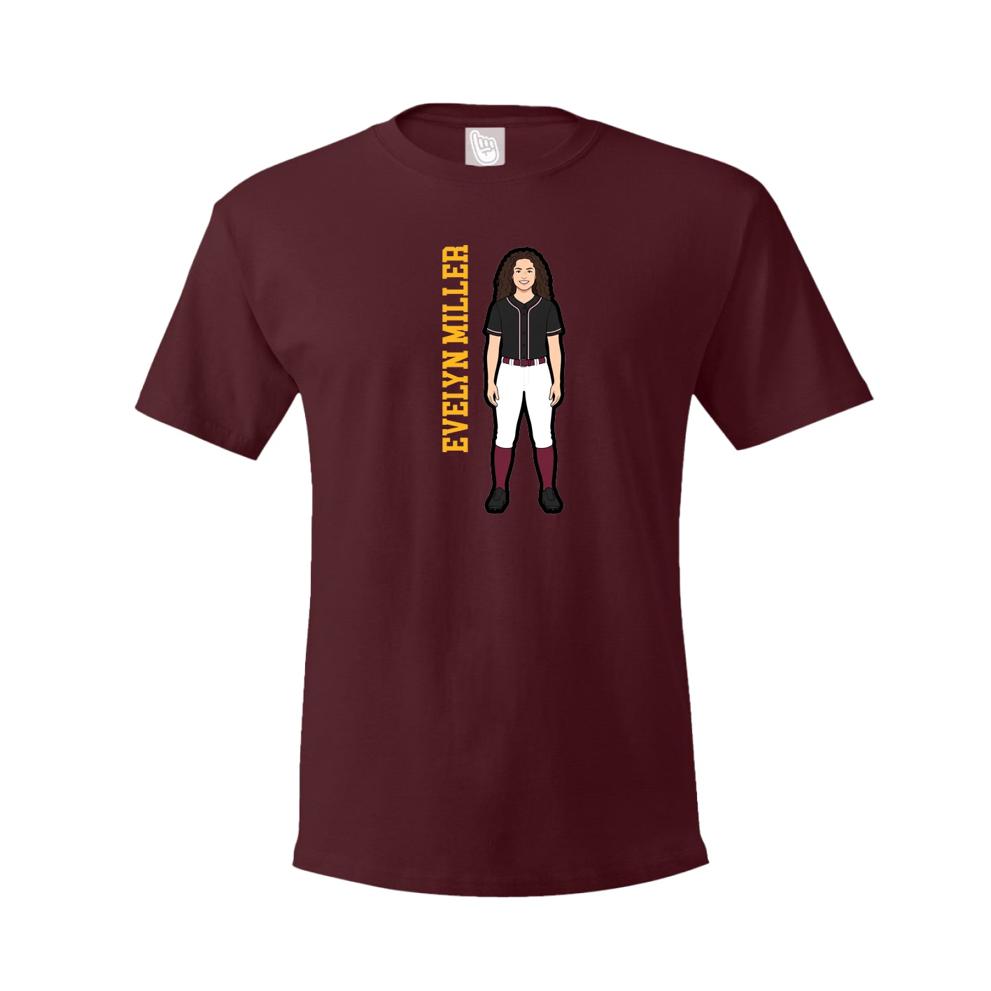 Youth Tee — Name Vertical in Maroon