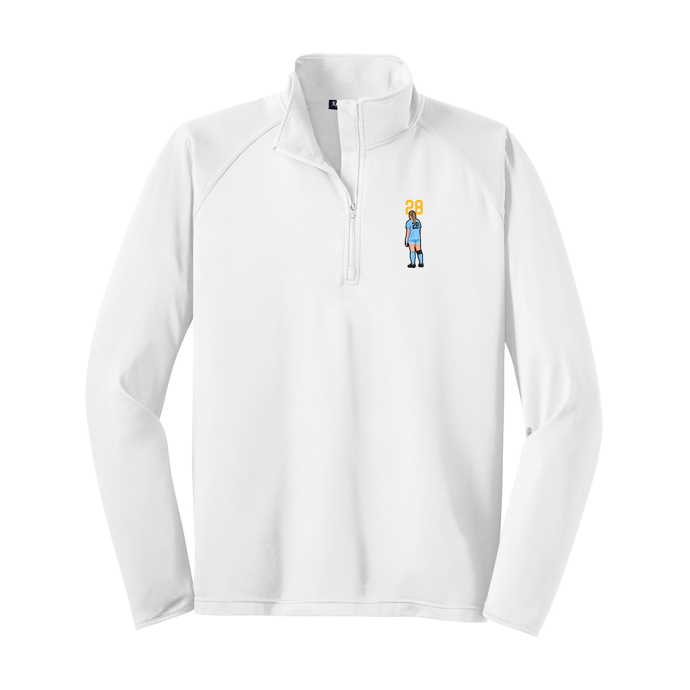 Q-Zip Pullover — Number Top in White