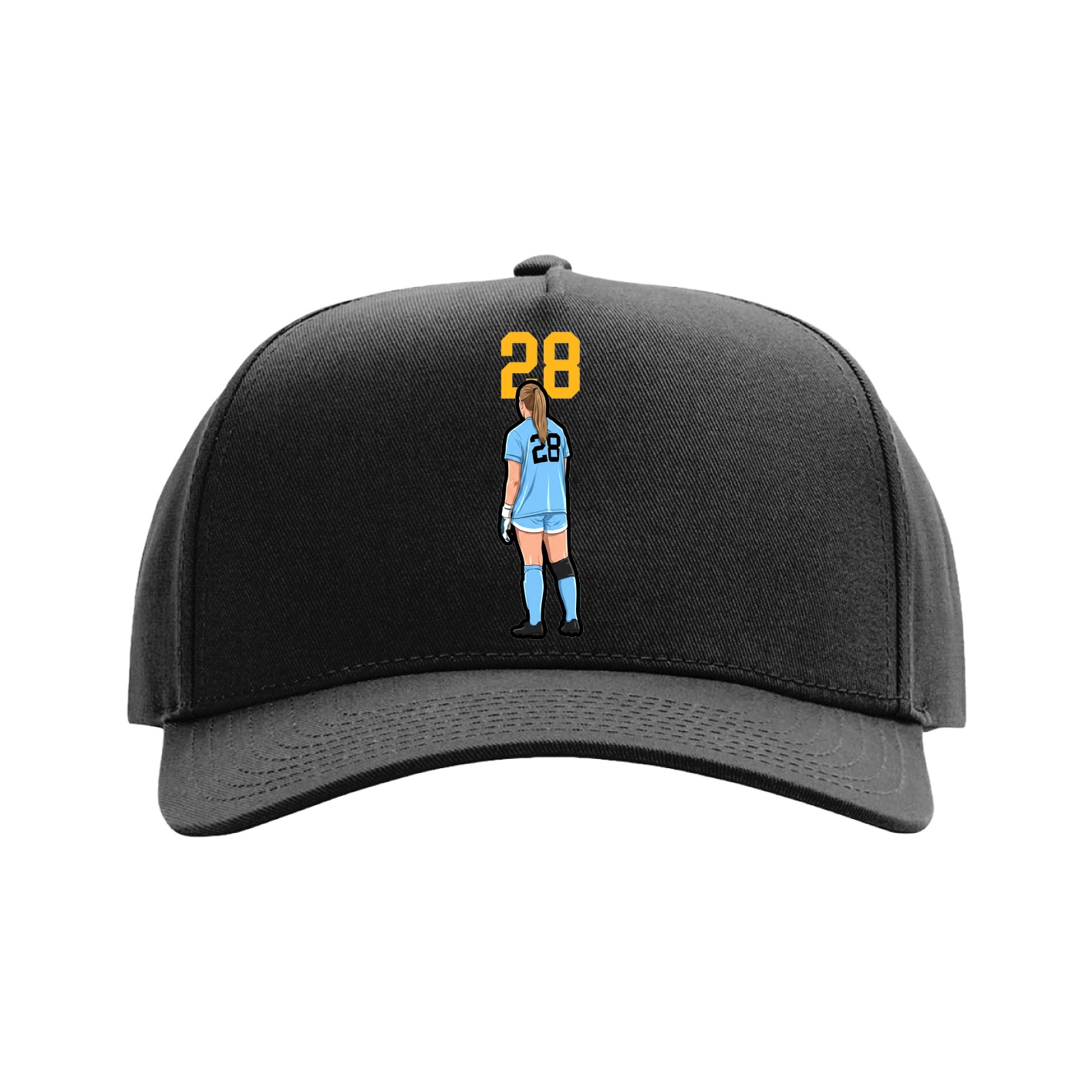 Full Fabric Five-Panel Champ Cap — Number Top in Black