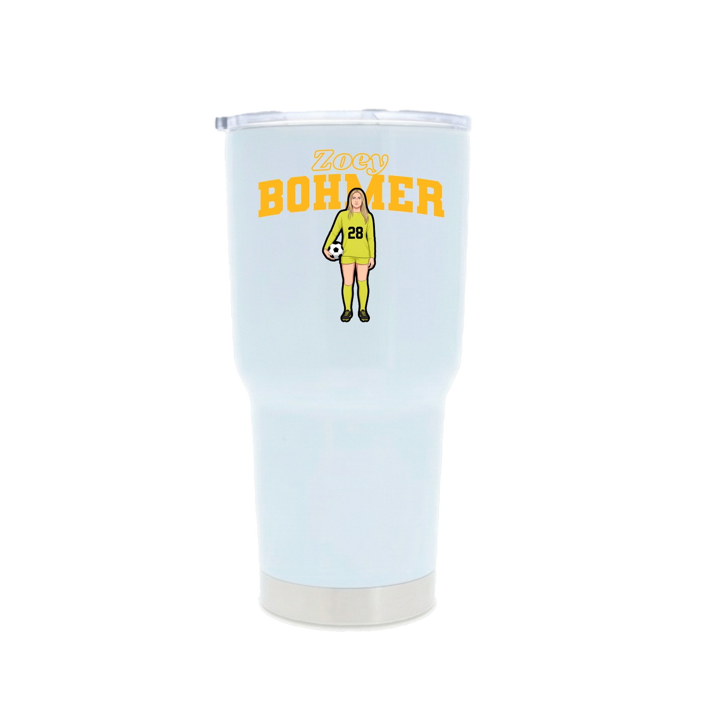30oz Stainless Steel Tumbler — Name Arch in White